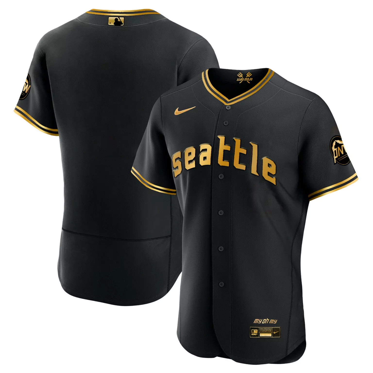Customizable Flex black gold team seattle mariners 2023 city connect gold jersey all stitched 2878