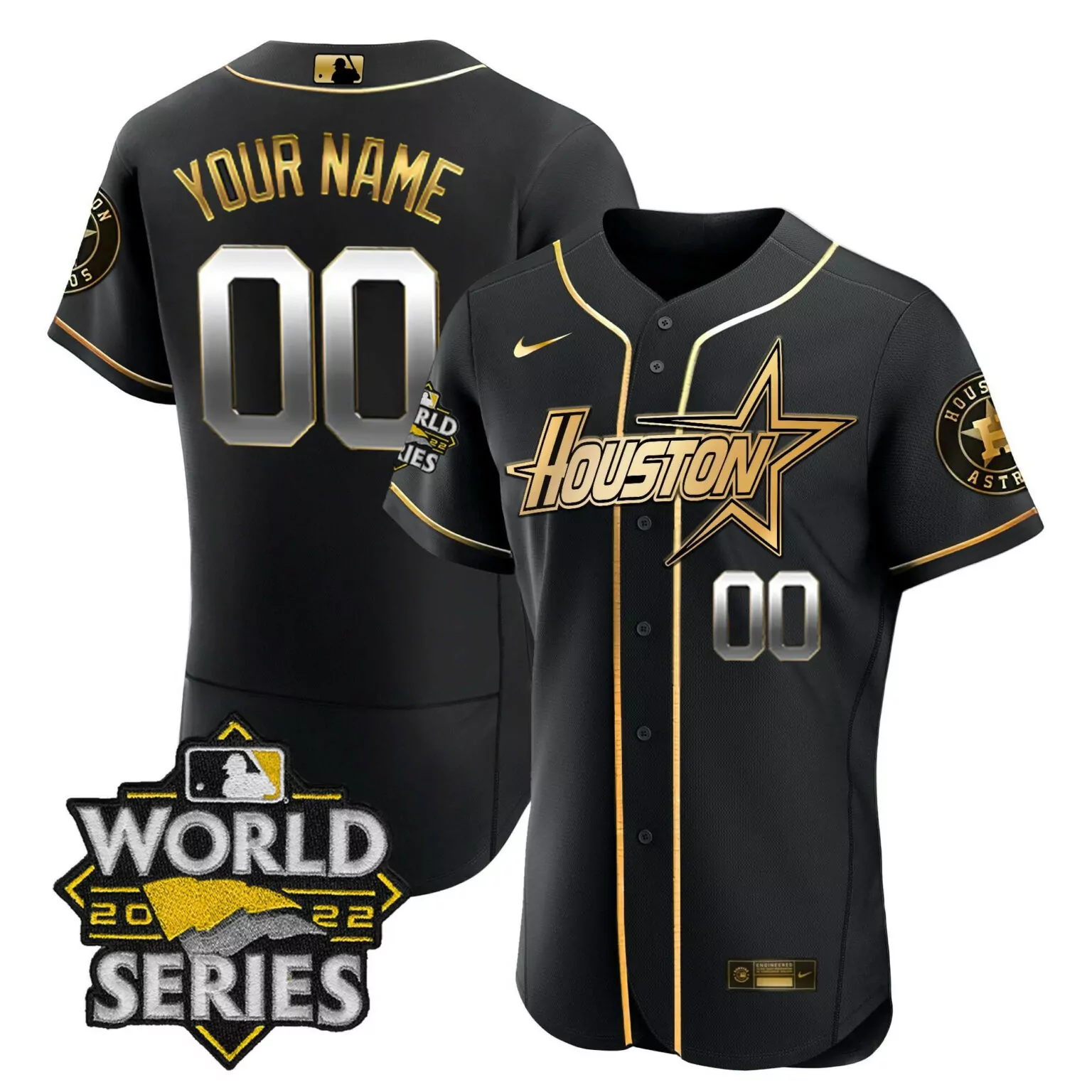 Customizable Flex black houston astros world series black gold special custom jersey all stitched 1856