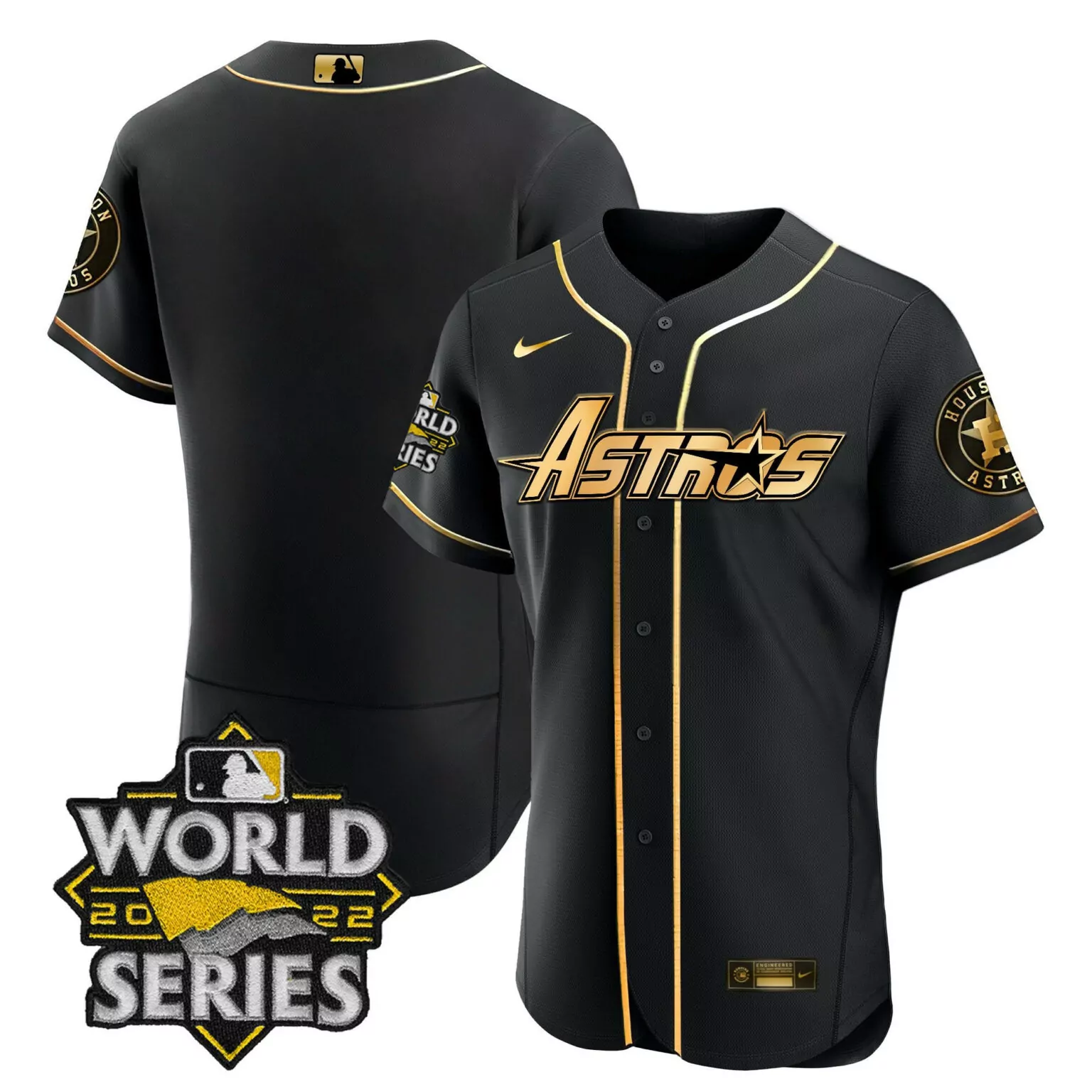 Personalized Flex black team houston astros world series throwback patch gold jersey all stitched 3764