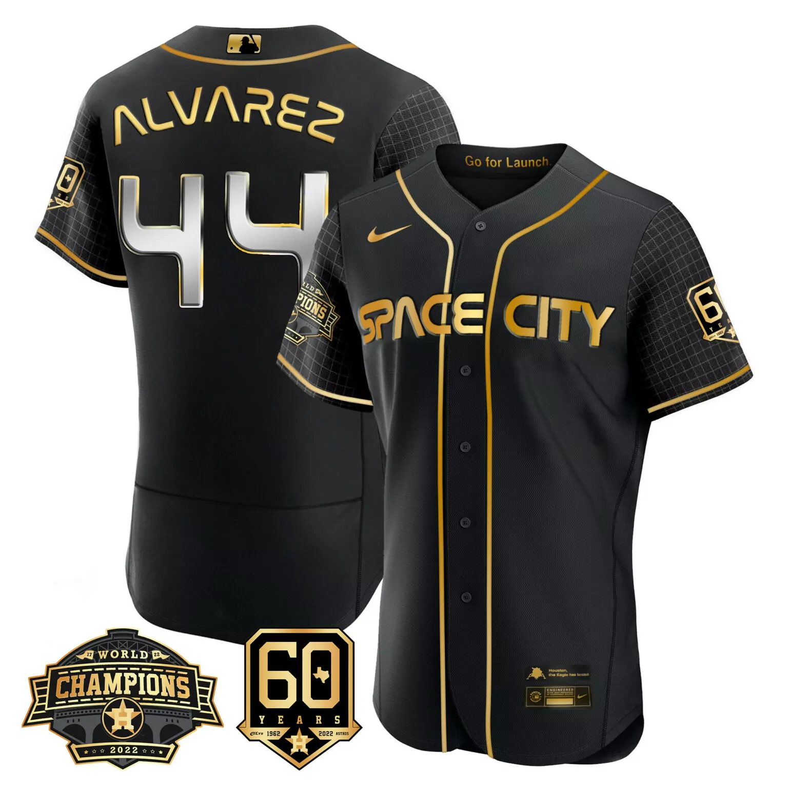 Customizable Flex black yordan alvarez houston astros space city 2022 champions 60th anniversary patch jersey all stitched 9403