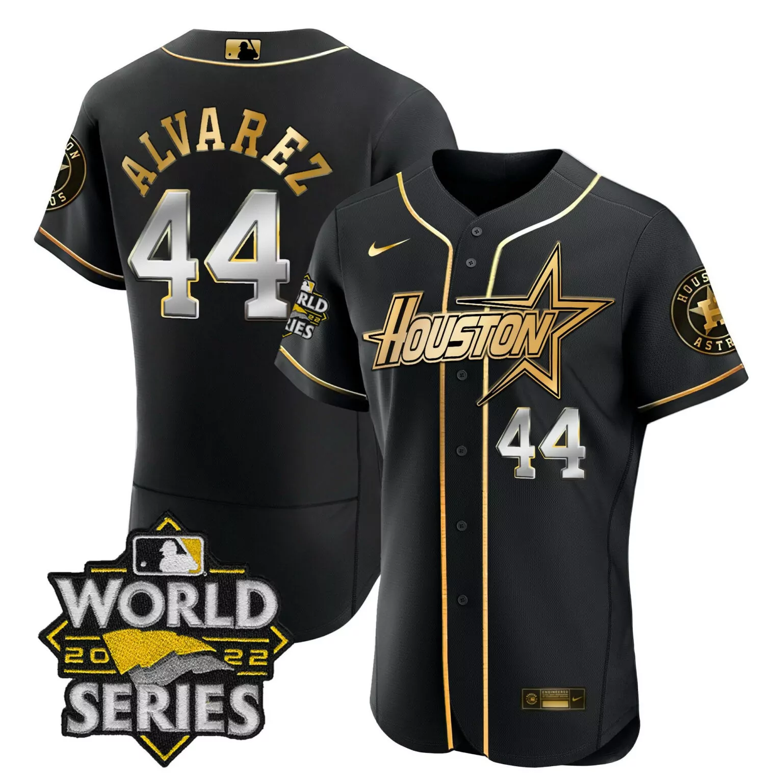 Custom Flex black yordan alvarez houston astros world series black gold special jersey all stitched 1530