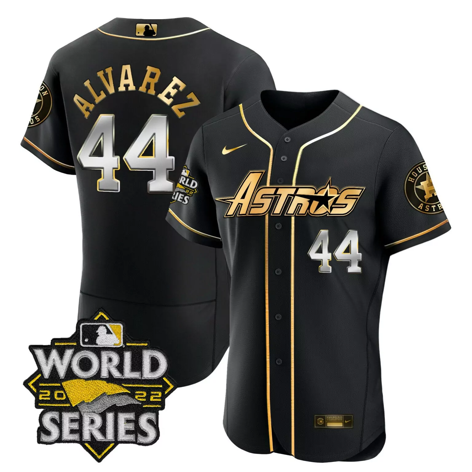 Customizable Flex black yordan alvarez houston astros world series throwback patch gold jersey all stitched 1589