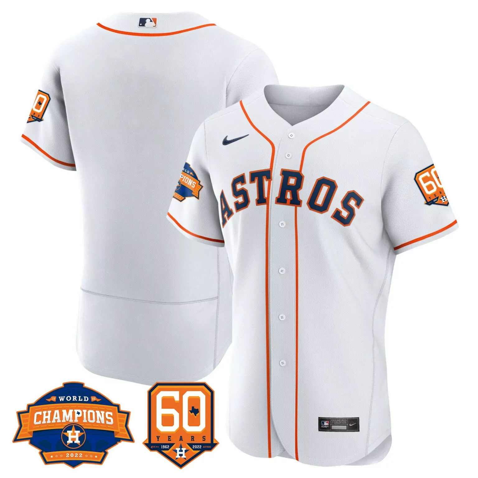 Personalized Flex home team houston astros 2022 world series champions 60th anniversary patch jersey all stitched 7000