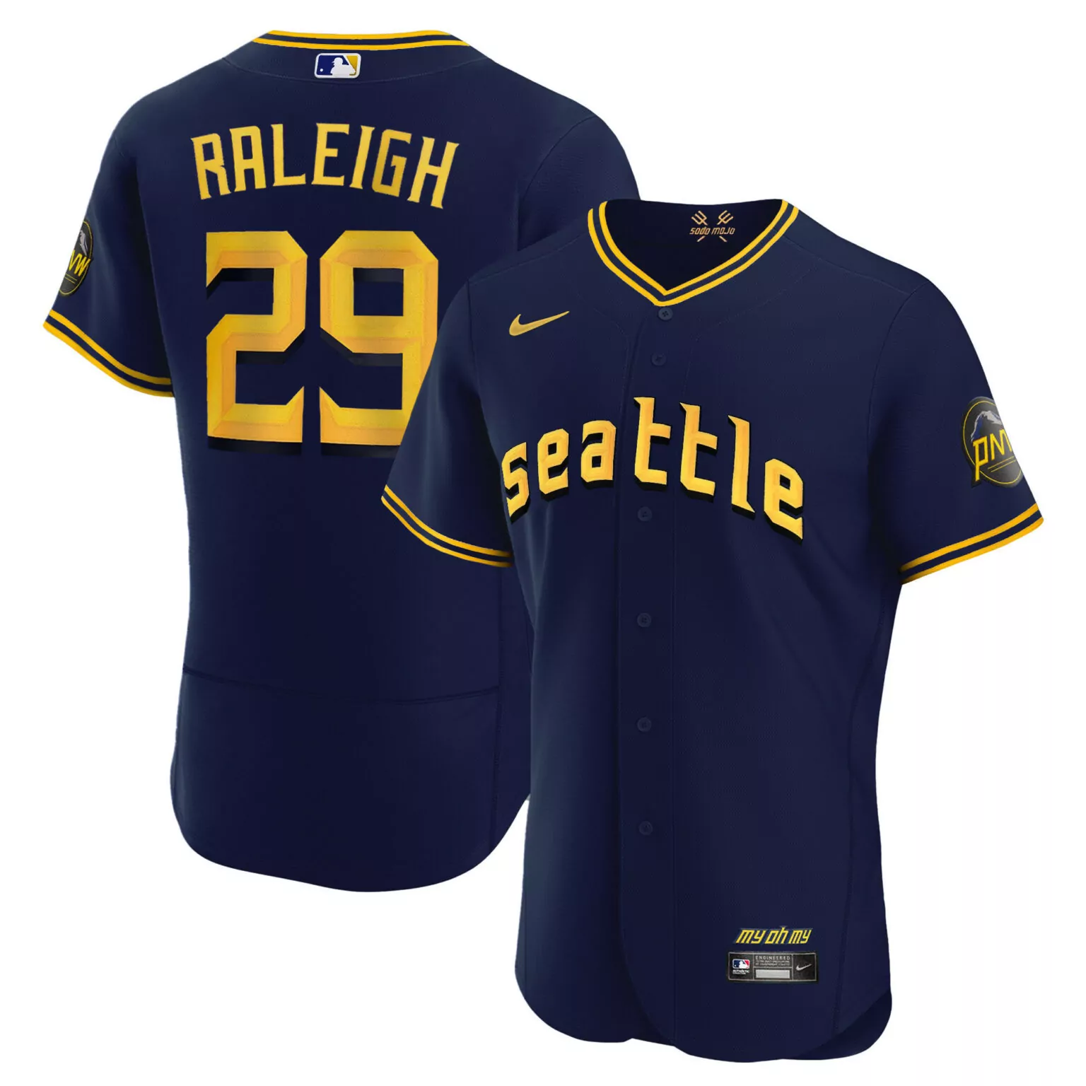 Custom Flex navy cal raleigh seattle mariners 2023 city connect collection jersey all stitched 8594