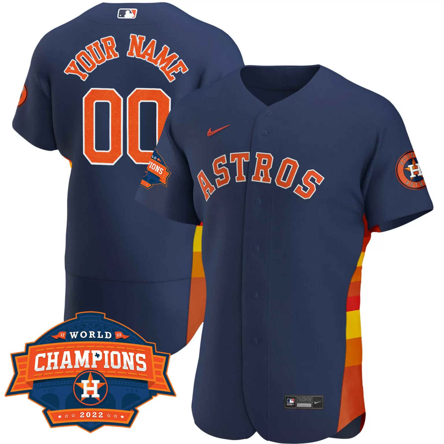 Custom Flex navy houston astros 2022 champions custom name and number jersey all stitched 1197
