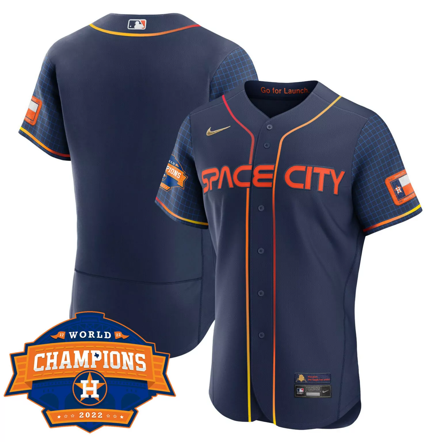Customizable Flex navy team houston astros space city 2022 world series champions patch limited jersey all stitched 4656