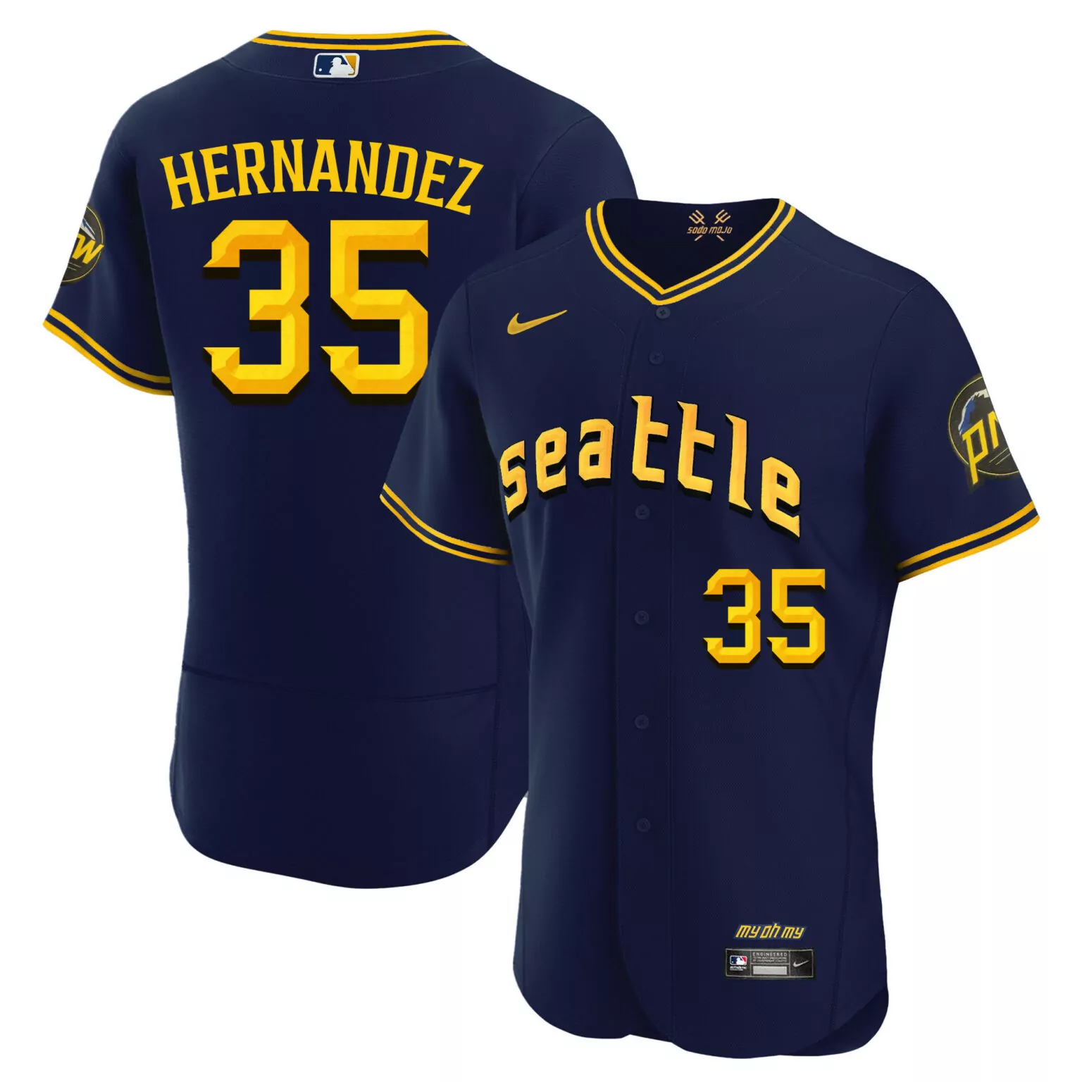 Personalized Flex navy teoscar hernandez seattle mariners 2023 city connect fan made collection jersey all stitched 6729