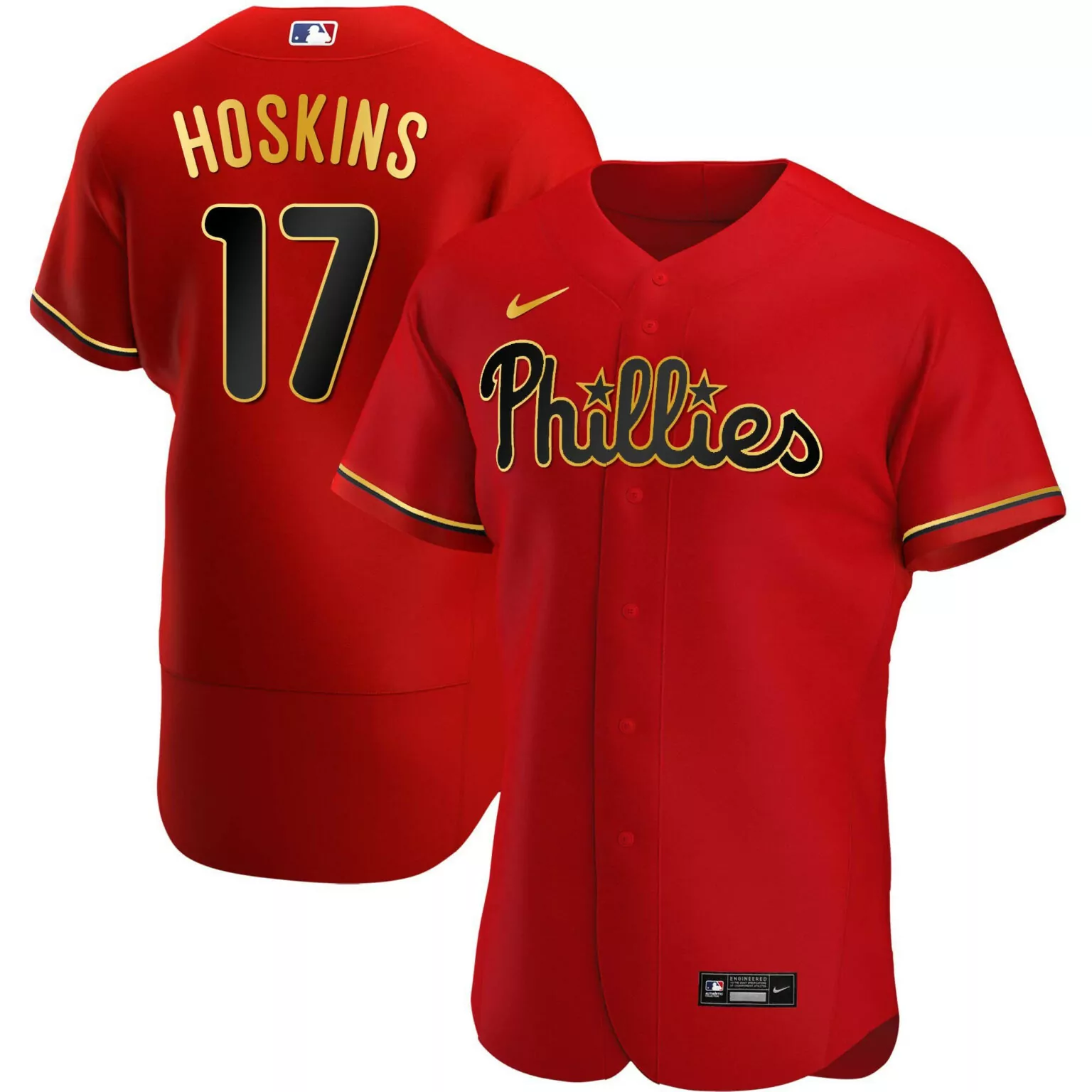 Custom Flex red rhys hoskins philadelphia phillies gold trim jersey all stitched 6592