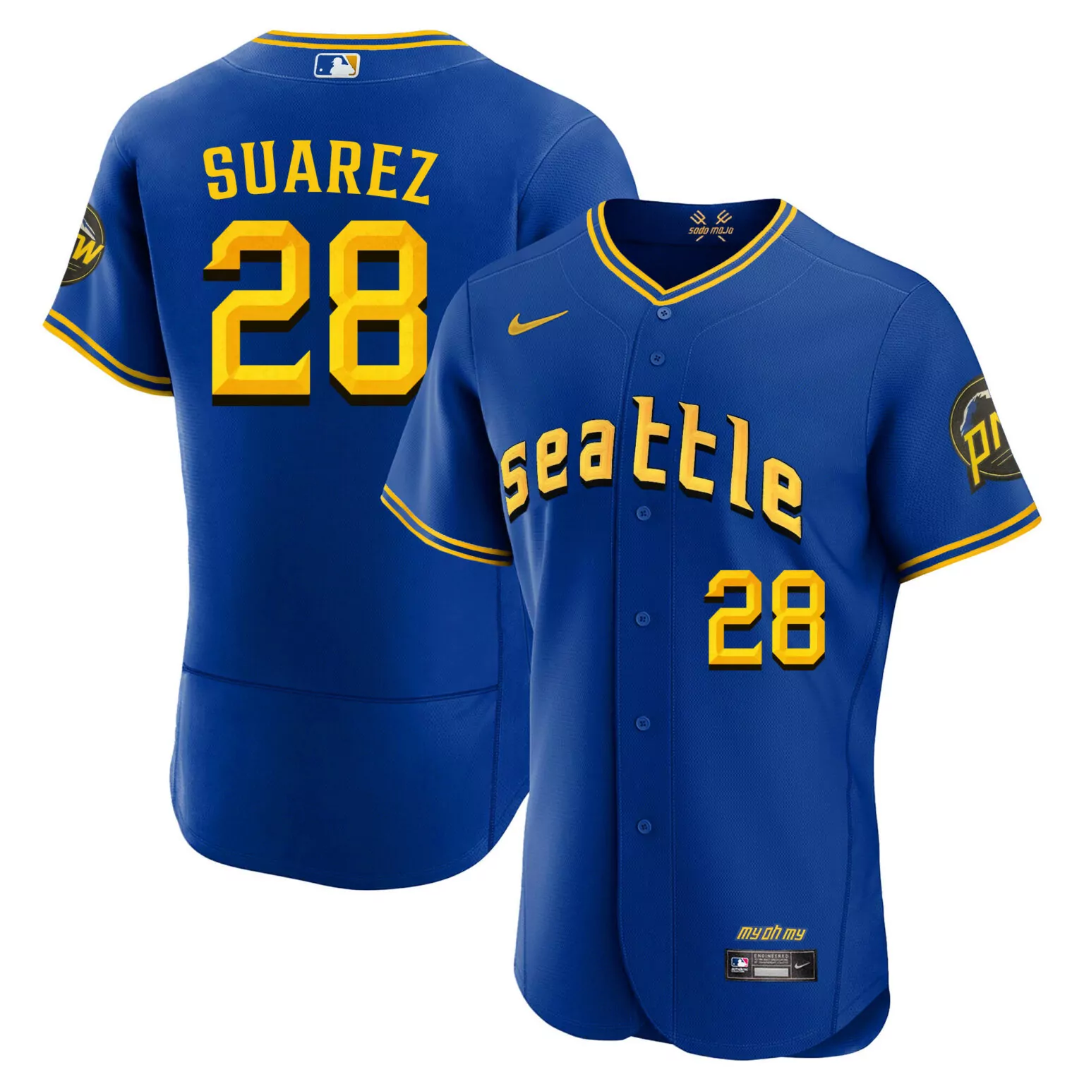 Personalized Flex royal eugenio suarez seattle mariners 2023 city connect gold fan made jersey all stitched 9370