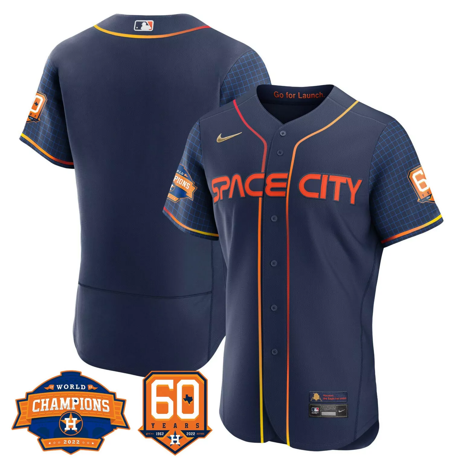Customizable Flex space city team houston astros 2022 world series champions 60th anniversary patch jersey all stitched 6804