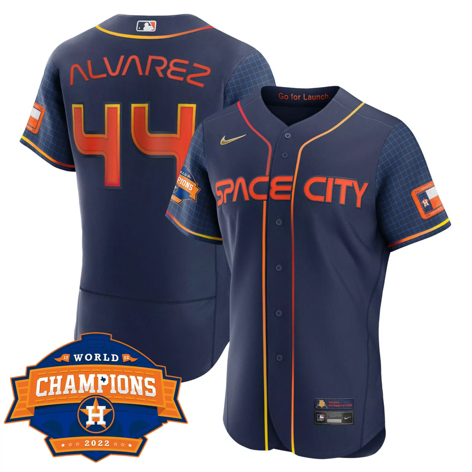 Customizable Flex space city yordan alvarez houston astros 2022 world series champions patch jersey all stitched 1231