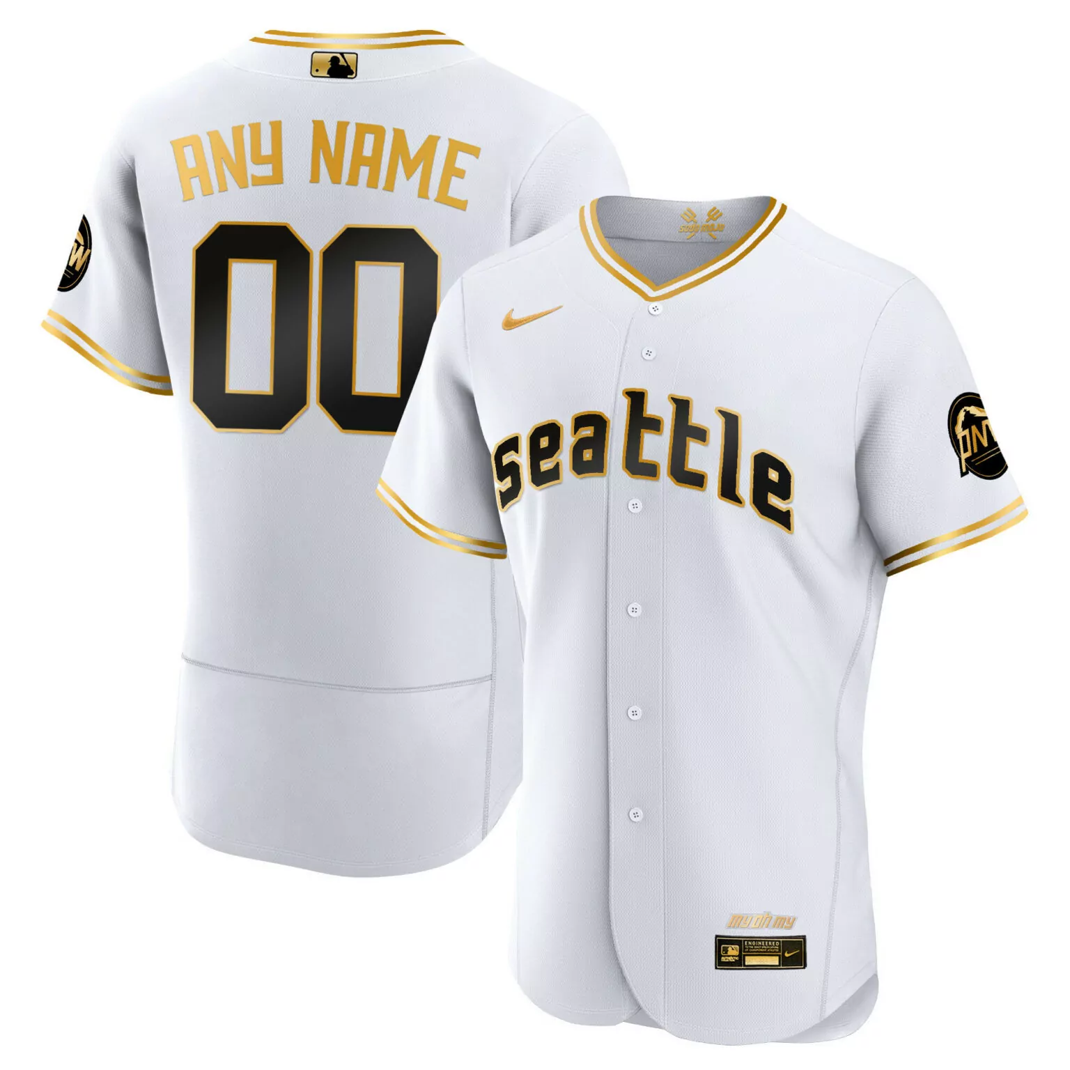 Custom Flex white gold seattle mariners 2023 city connect gold custom jersey all stitched 8249