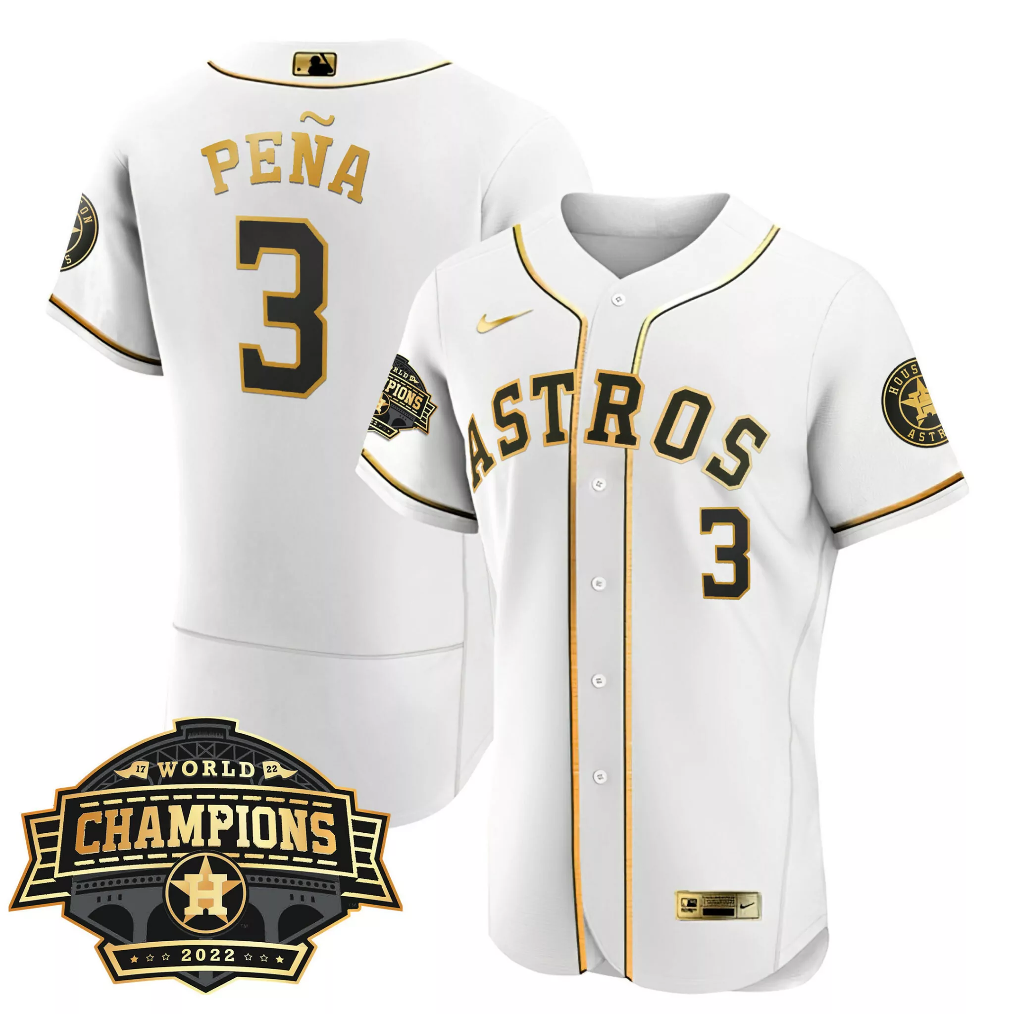 Custom Flex white jeremy pea houston astros 2022 world series champions patch jersey all stitched 4944