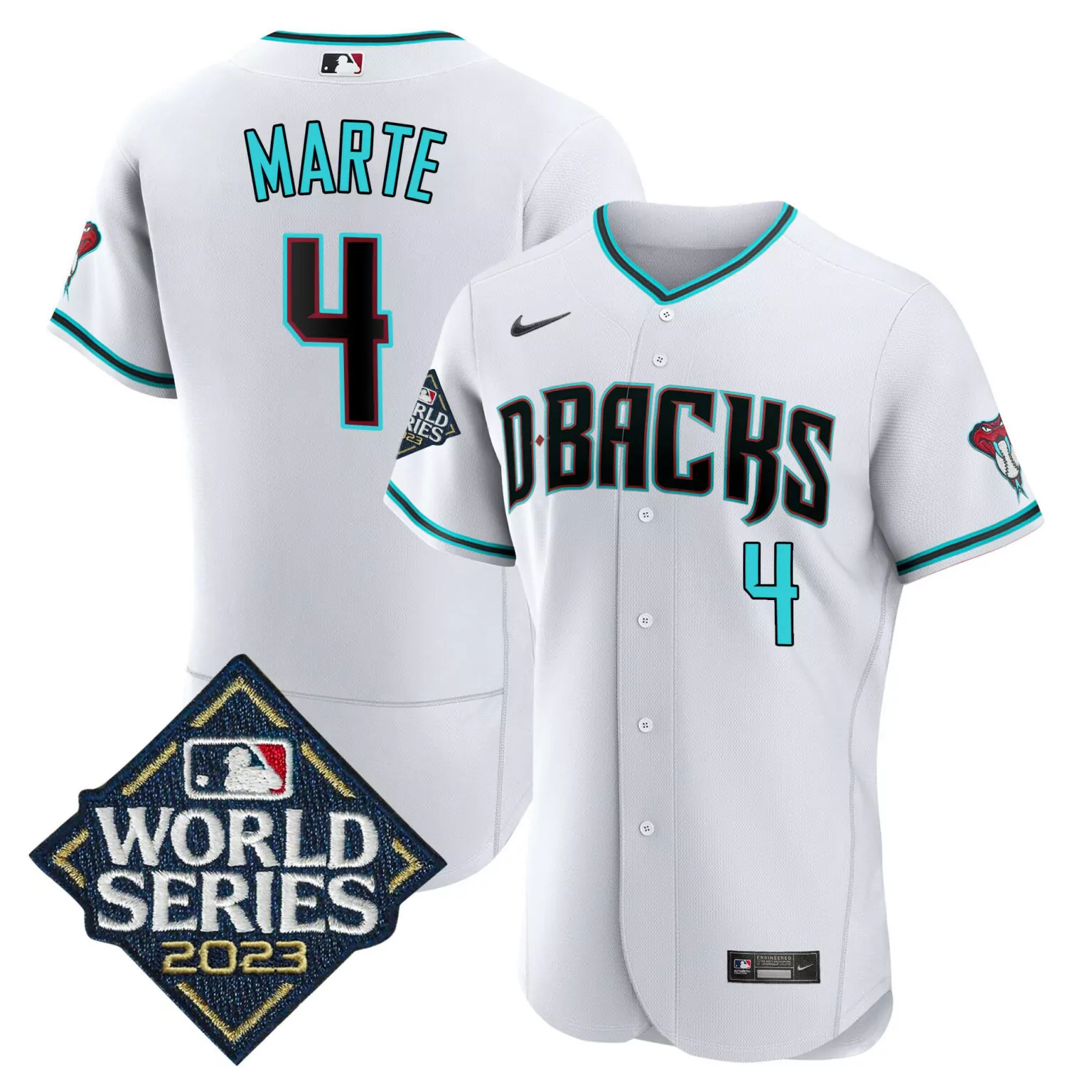 Customizable Flex white ketel marte arizona diamondbacks white 2023 world series jersey all stitched 1109