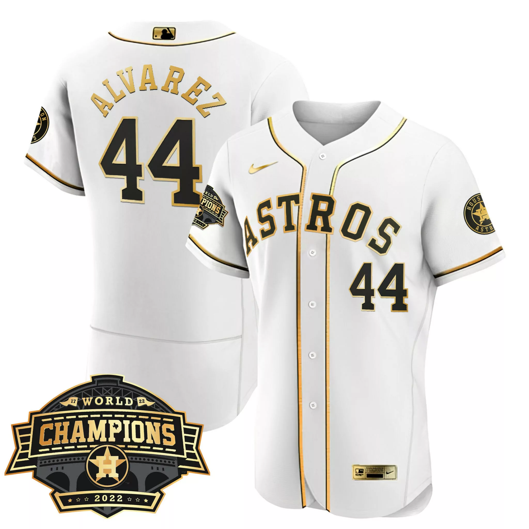Custom Flex white yordan alvarez houston astros 2022 world series champions patch jersey all stitched 5914