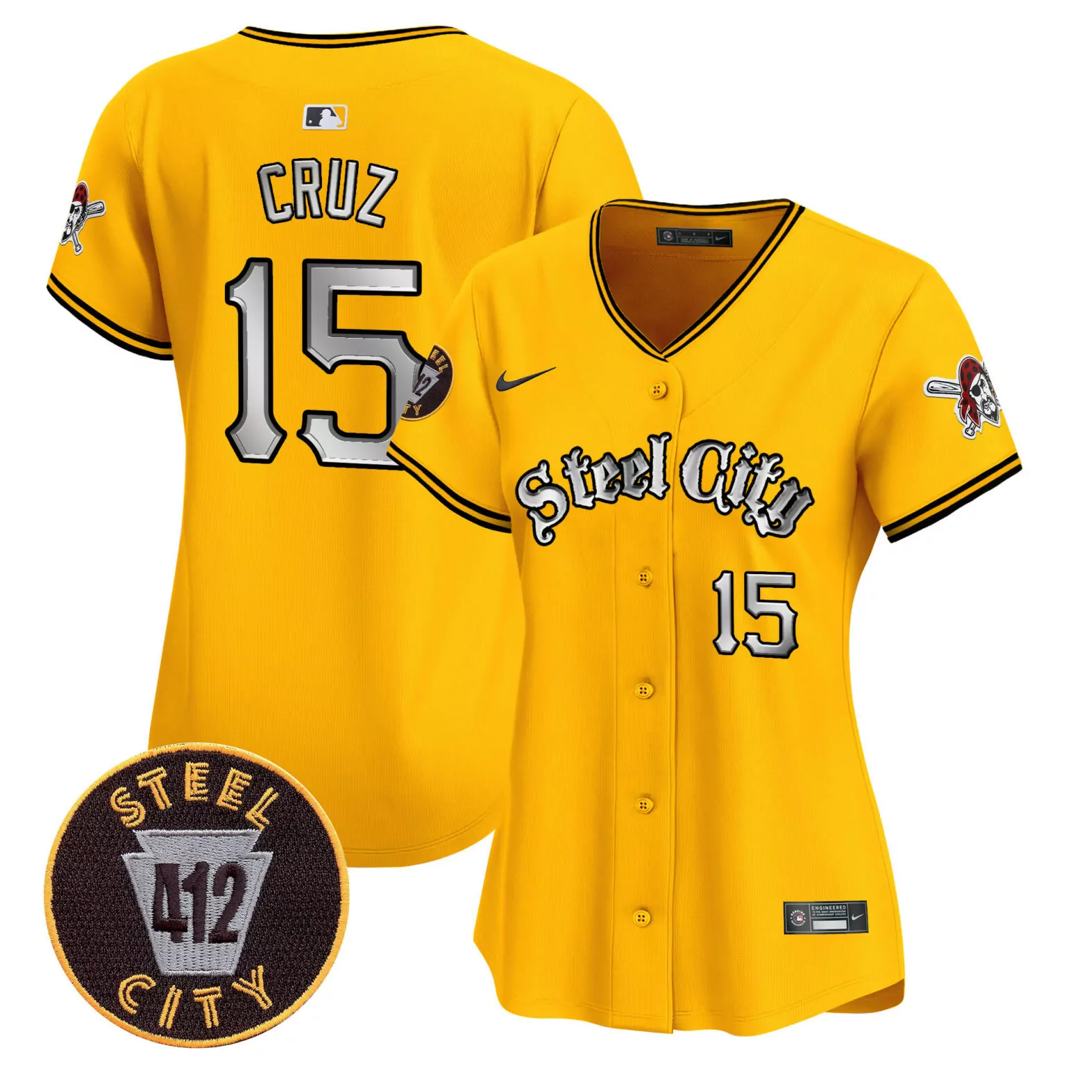 Personalized Gold oneil cruz pittsburgh pirates 412 patch jersey v2 all stitched 9207