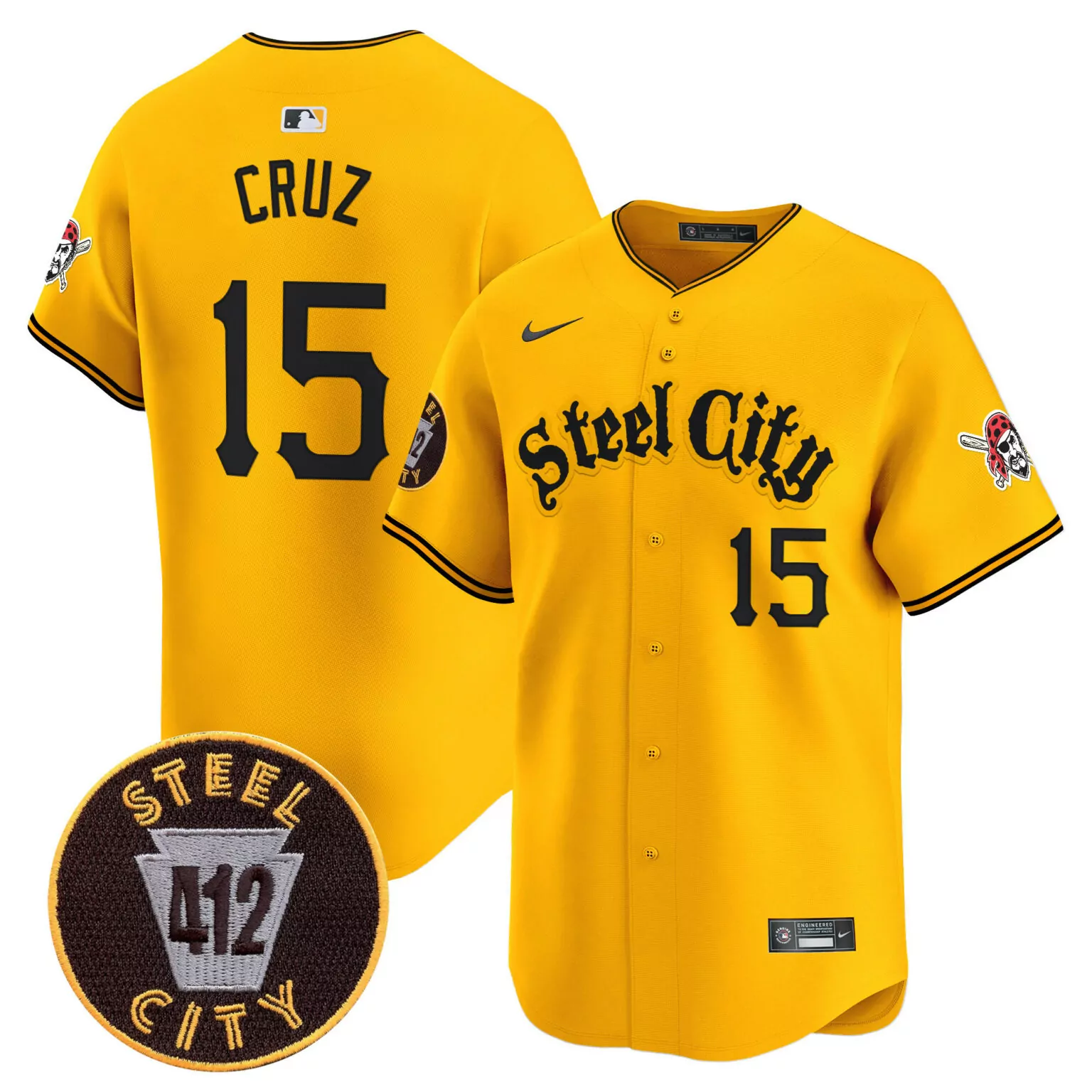 Custom Gold oneil cruz pittsburgh pirates 412 patch jersey v5 all stitched 9469