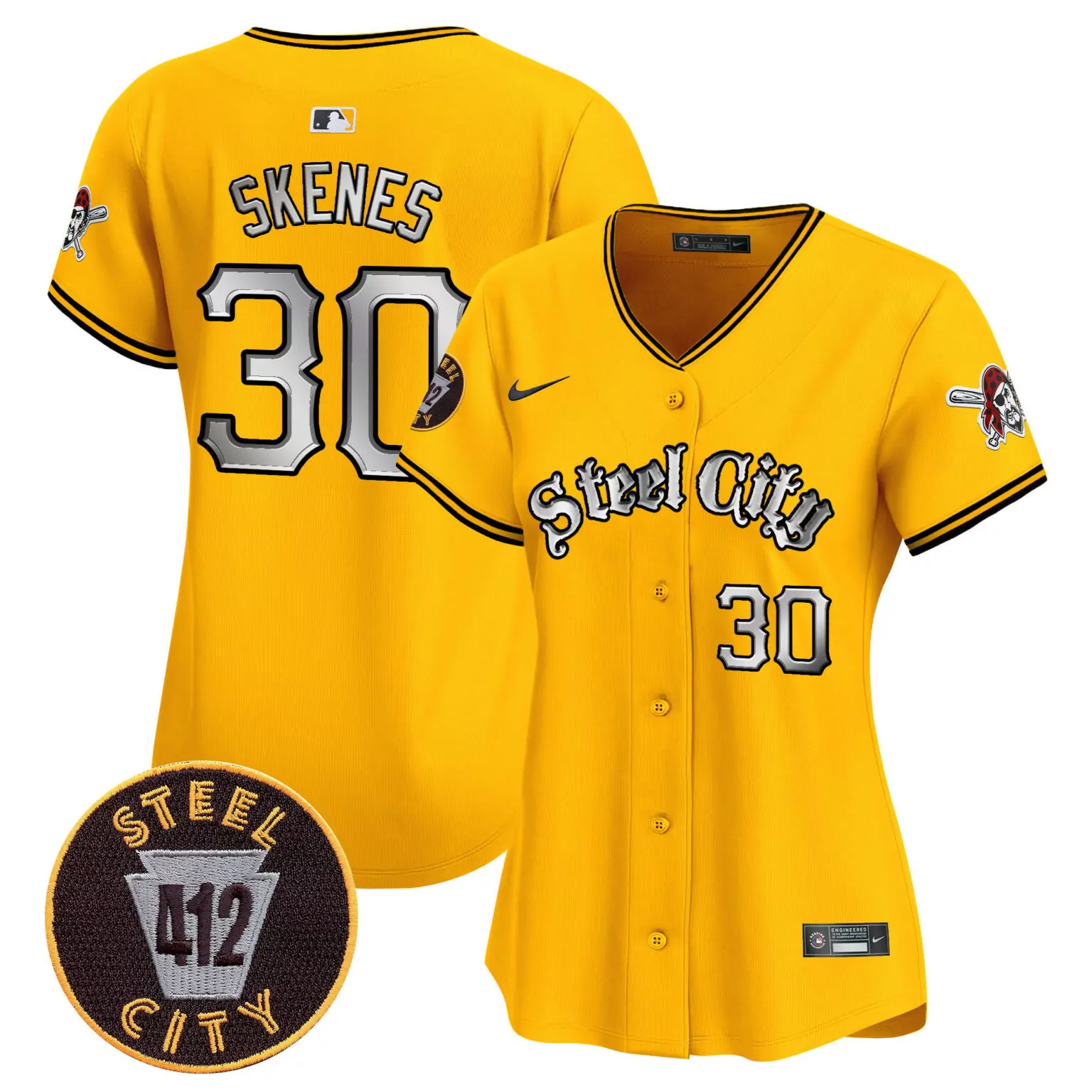 Custom Gold paul skenes pittsburgh pirates 412 patch jersey v2 all stitched 2591