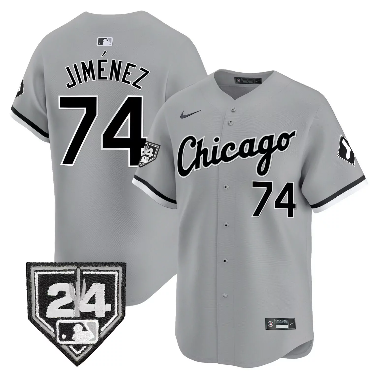 Custom Gray eloy jimenez chicago white sox 2024 spring training patch jersey all stitched 5678