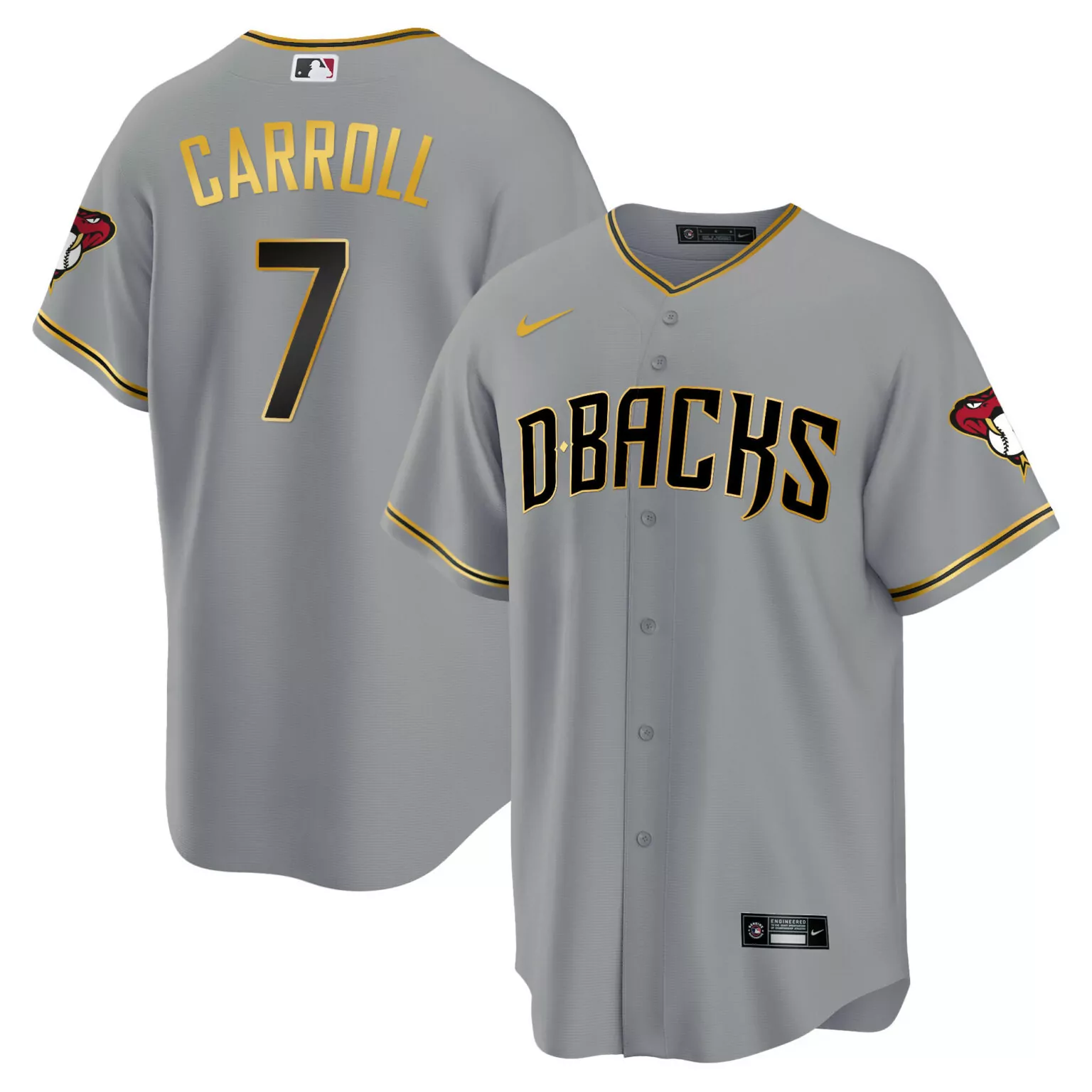 Personalized Gray gold corbin carroll arizona diamondbacks gold trim jersey all stitched 3345