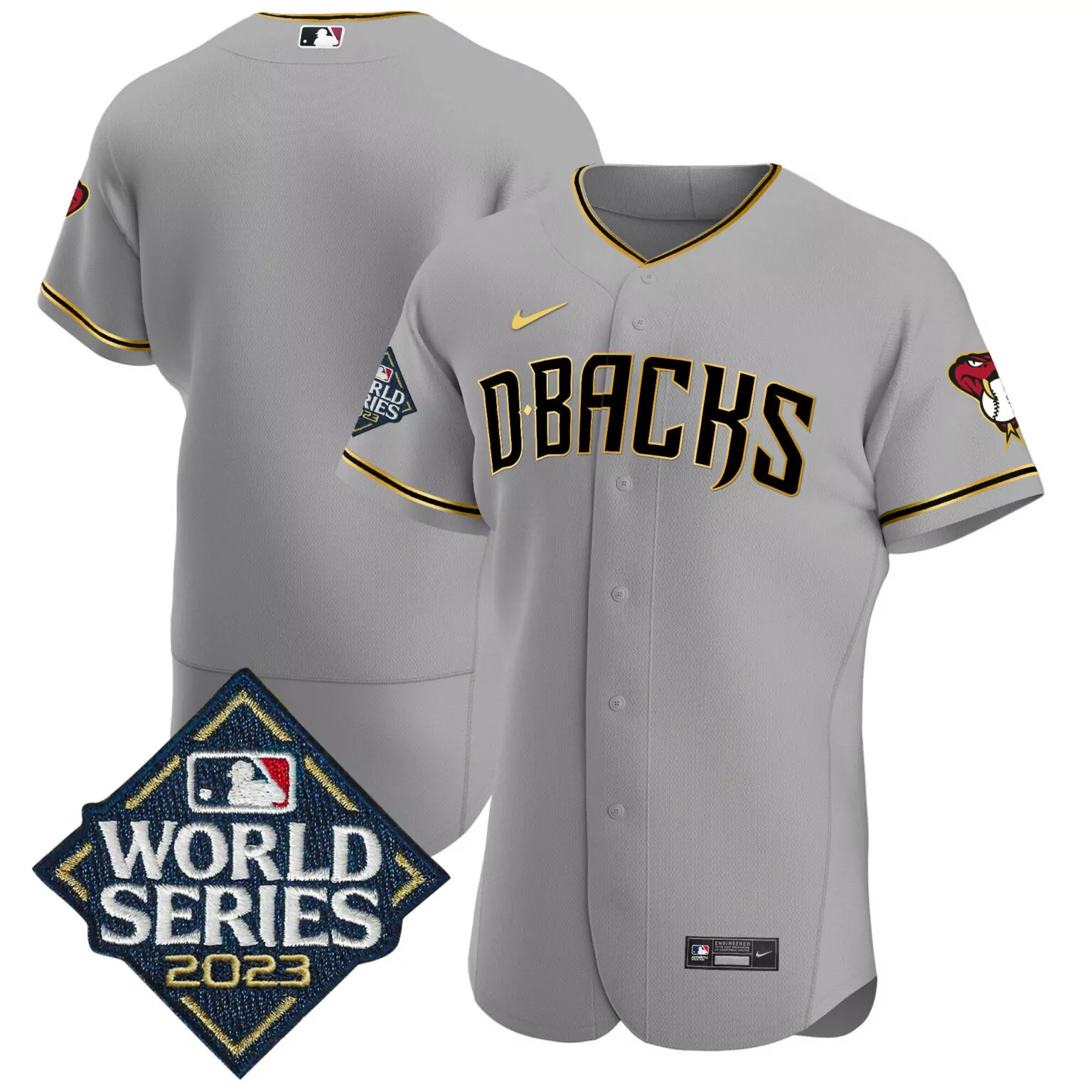 Custom Gray gold team arizona diamondbacks 2023 world series gold jersey all stitched 2115