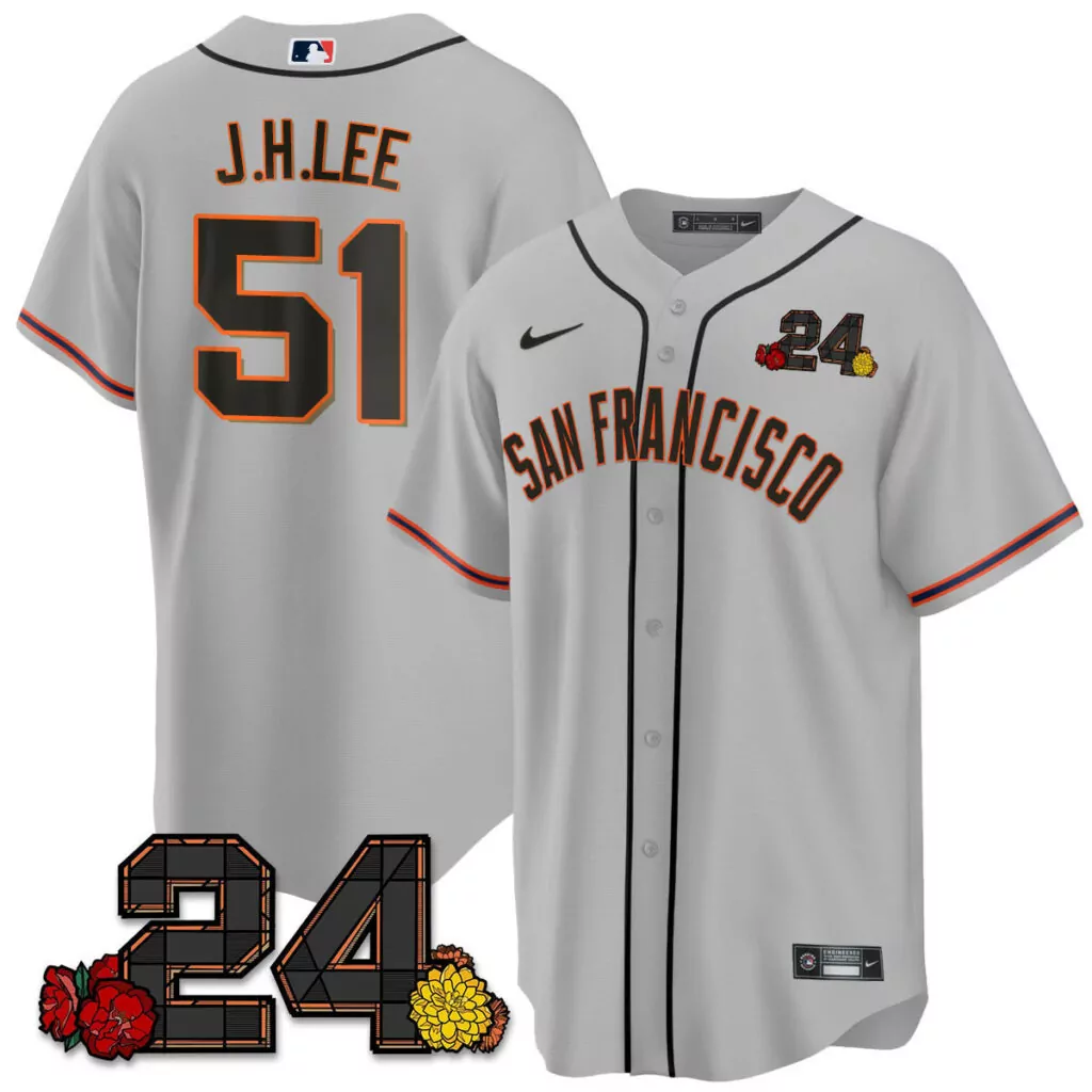 Customizable Gray jung hoo lee san francisco giants 2024 willie mays patch jersey v2 all stitched 6815