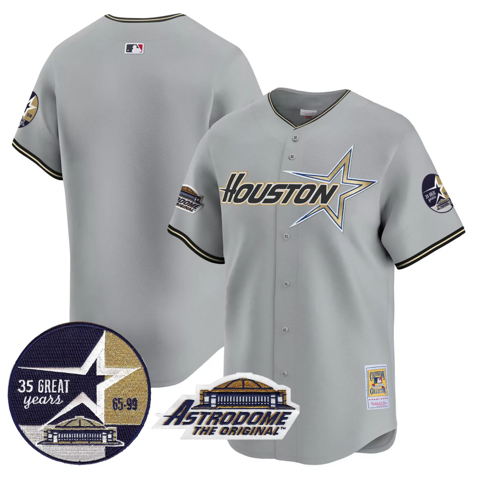 Personalized Gray team houston astros 1999 throwback 35th astrodome patch jersey v2 all stitched 2977