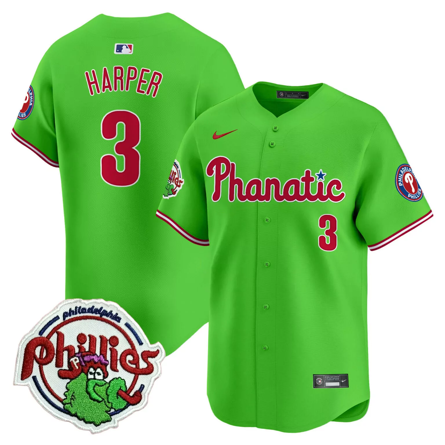 Custom Green bryce harper philadelphia phillies patch jersey all stitched 4272