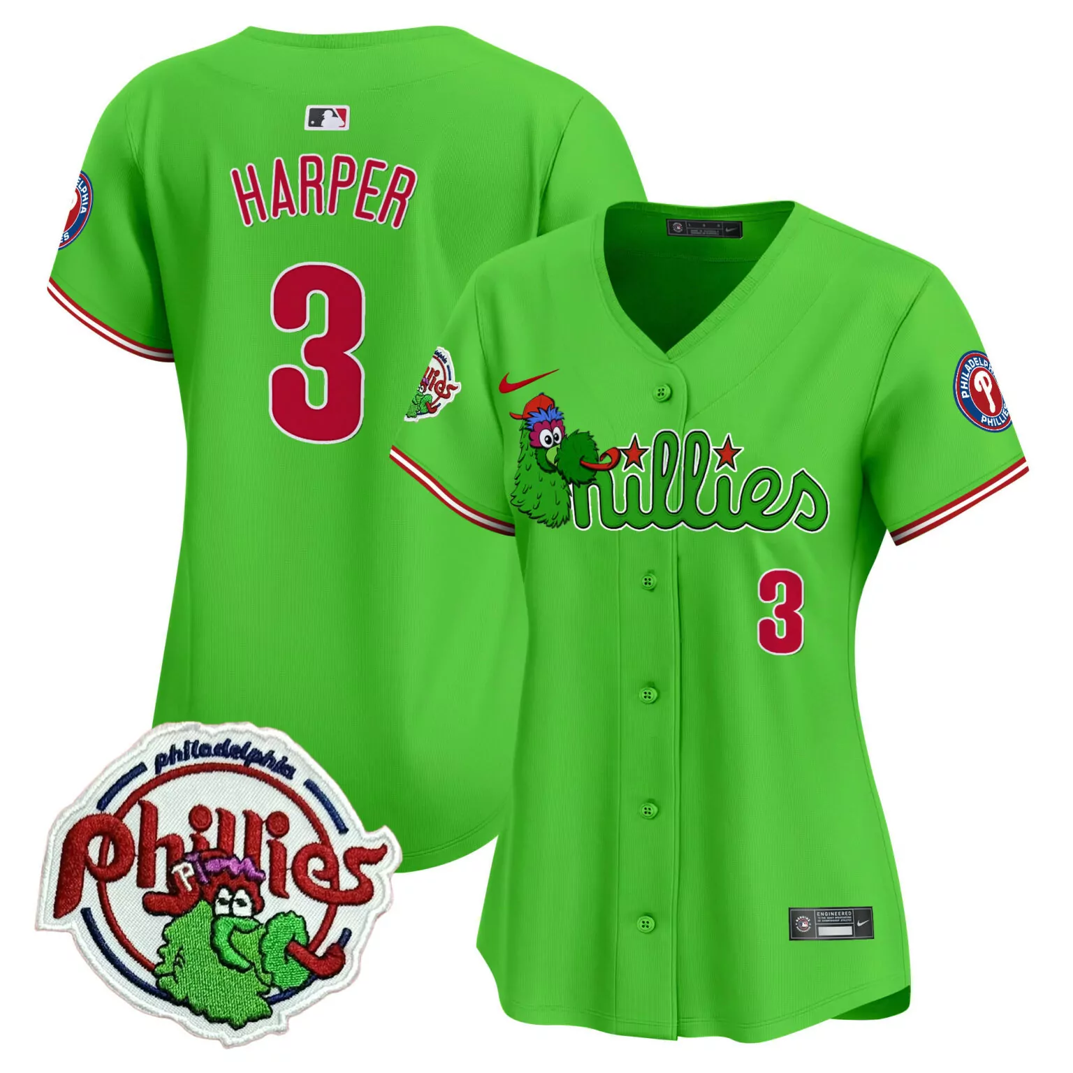 Custom Green bryce harper philadelphia phillies patch jersey v3 all stitched 3835