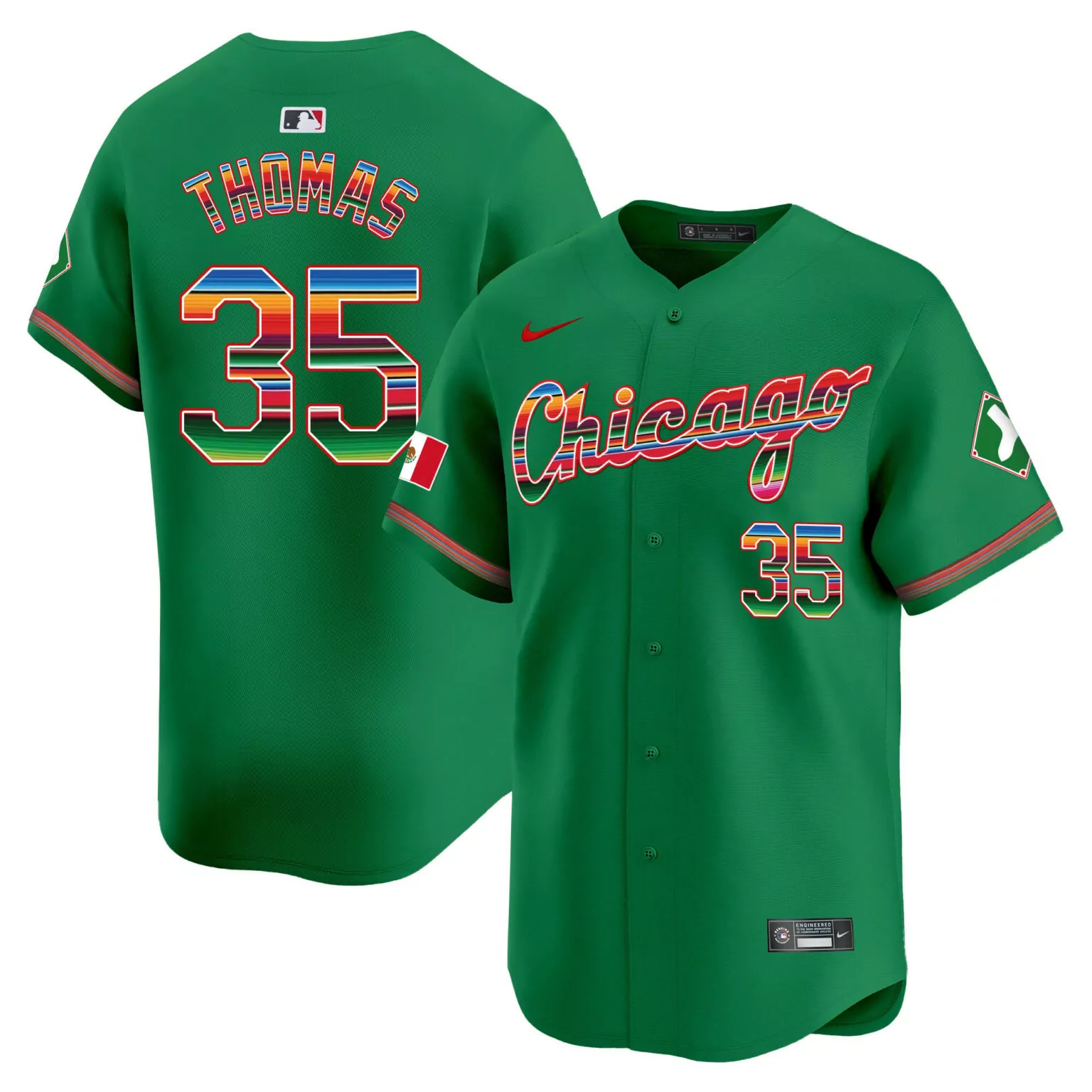 Customizable Green frank thomas chicago white sox mexico jersey v3 all stitched 5375