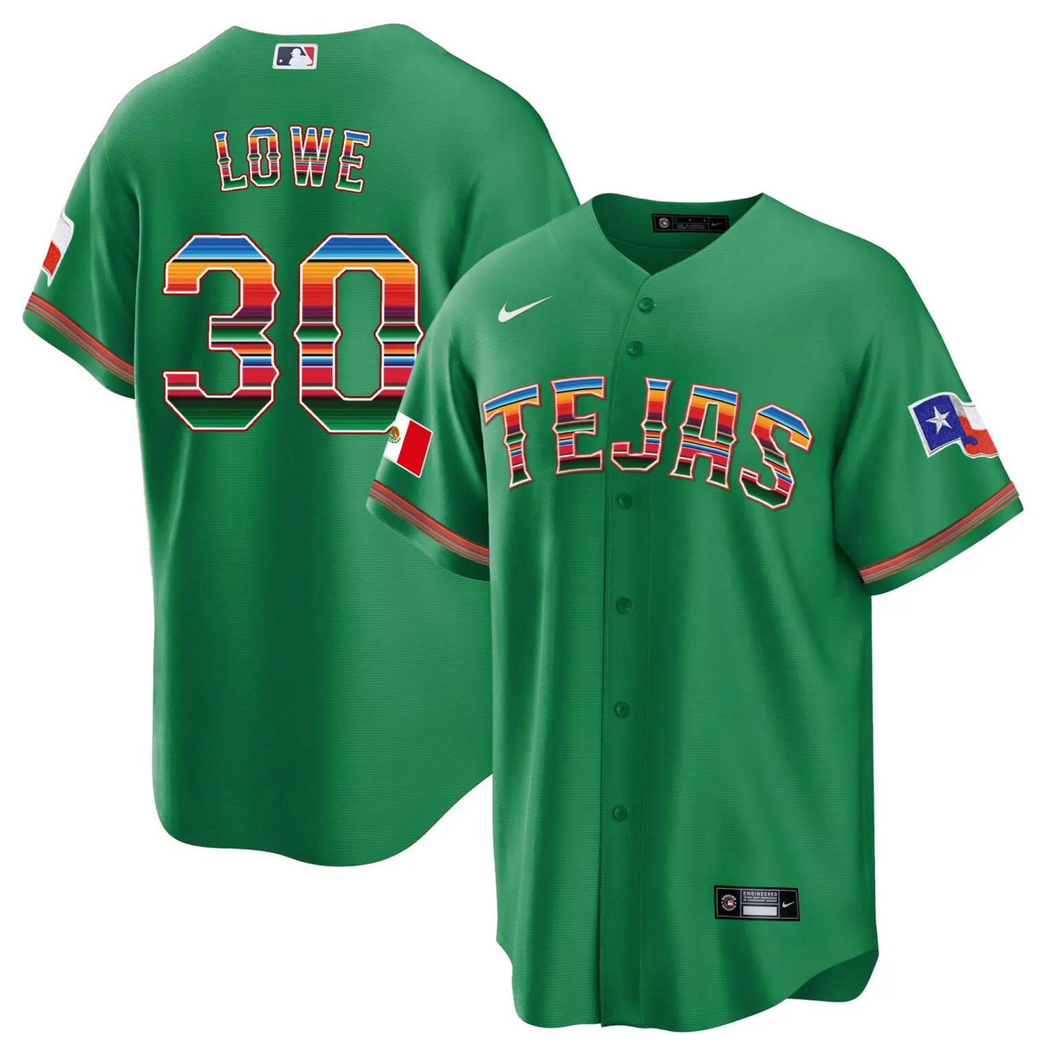 Customizable Green nathaniel lowe texas rangers mexican heritage night jersey tejas all stitched 4894