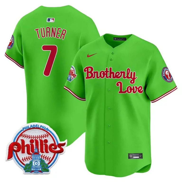 Personalized Green trea turner philadelphia phillies brotherly love jersey all stitched 6740