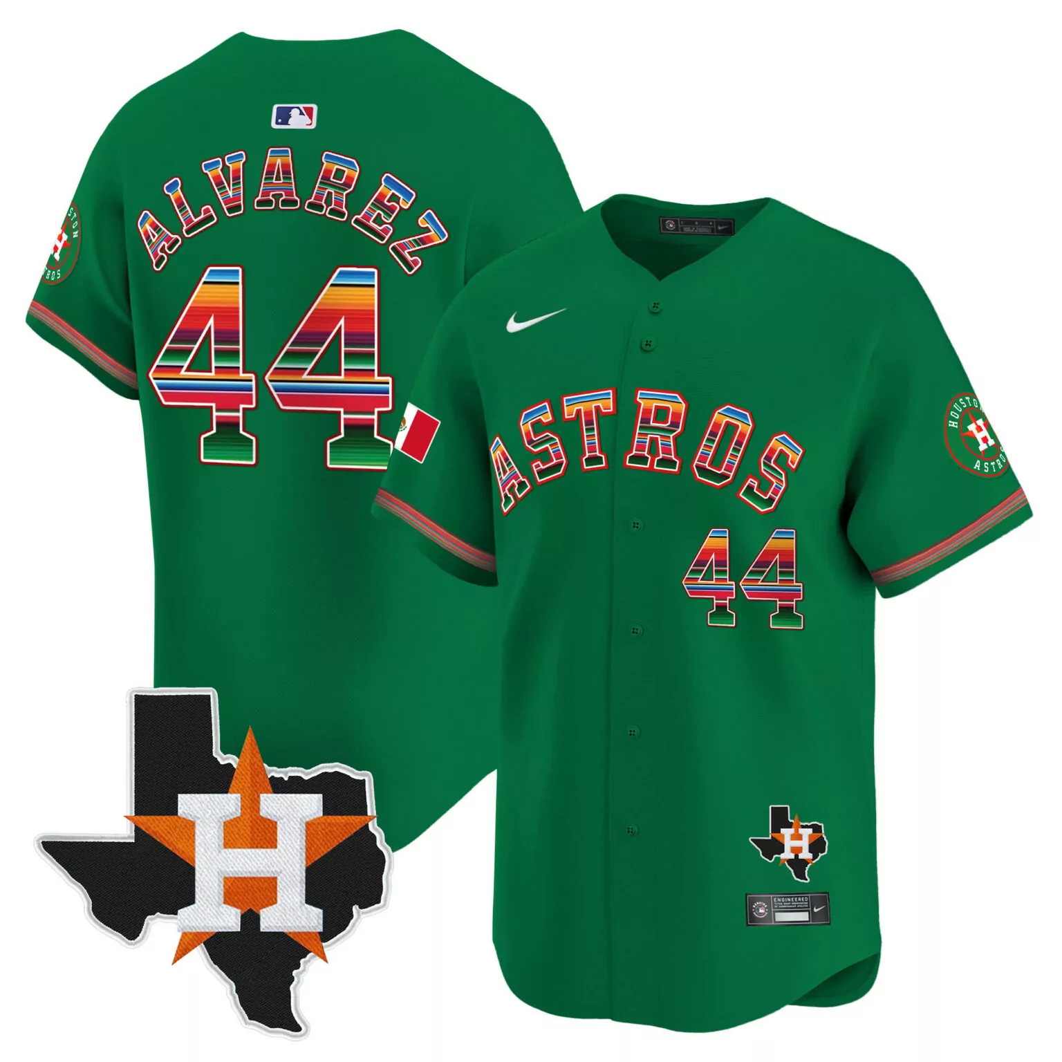 Custom Green yordan alvarez houston astros mexico texas patch jersey all stitched 3439