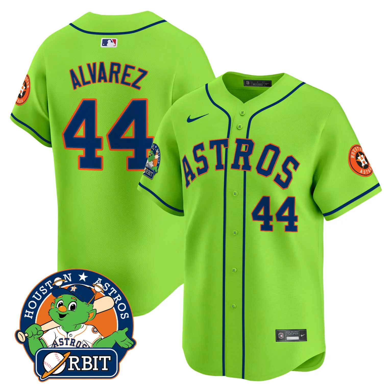 Customizable Green yordan alvarez houston astros orbit patch jersey v2 all stitched 9445