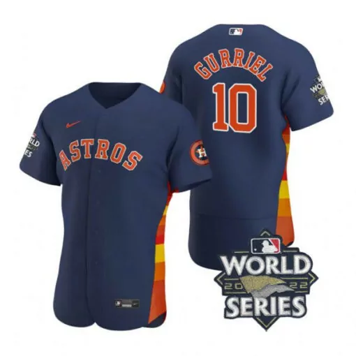 Custom Houston astros 10 yuli gurriel navy 2022 world series flexbase jersey 6564