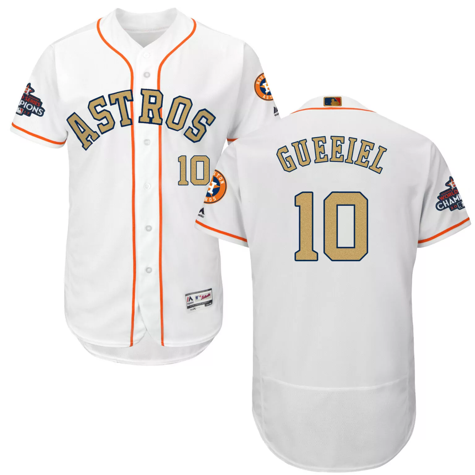 Customizable Houston astros 10 yuli gurriel white 2018 gold program flexbase jersey 4069