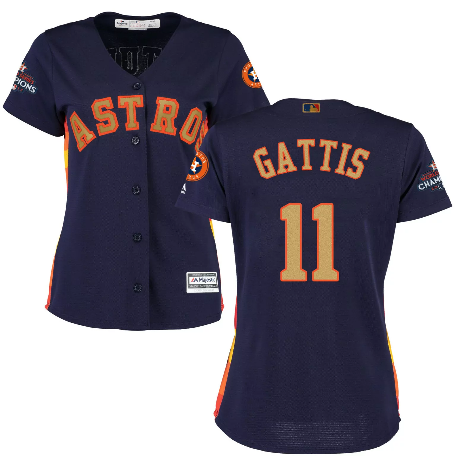 Customizable Houston astros 11 evan gattis navy women 2018 gold program cool base jersey 3935