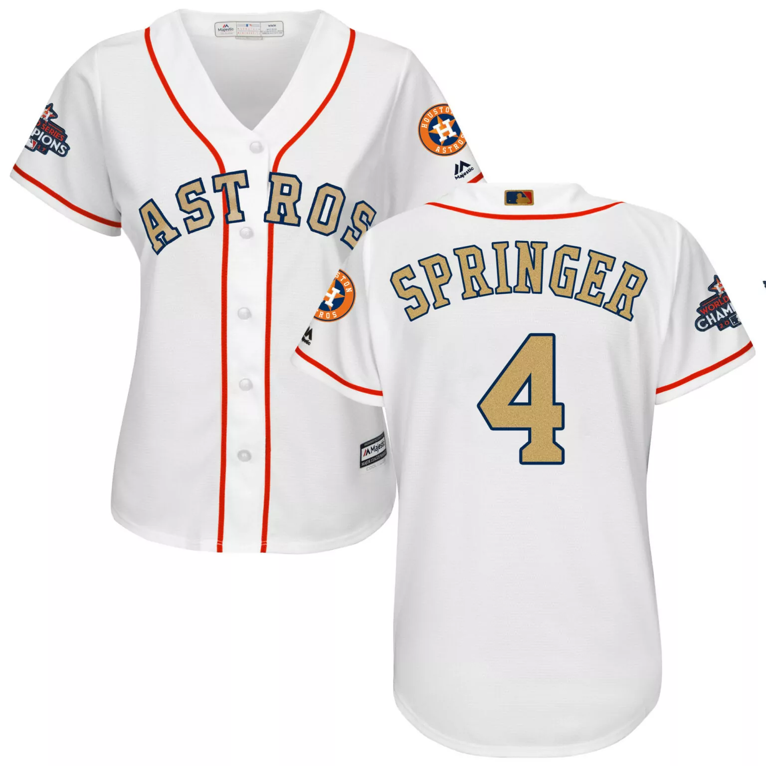 Customizable Houston astros 4 george springer white women 2018 gold program cool base jersey 4450