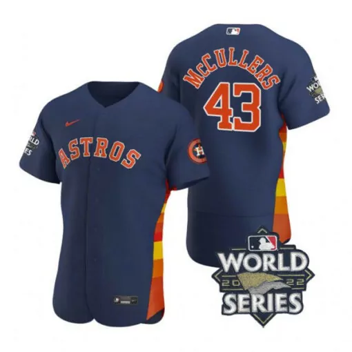 Custom Houston astros 43 lance mccullers navy 2022 world series flexbase jersey 6543