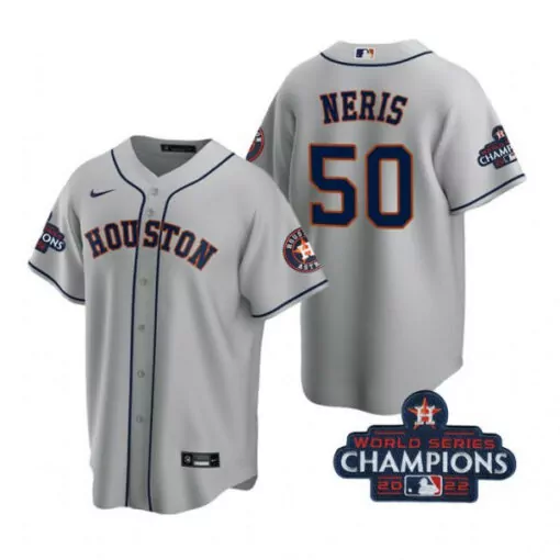 Personalized Houston astros 50 hector neris gray 2022 world series champions cool base jersey 7440