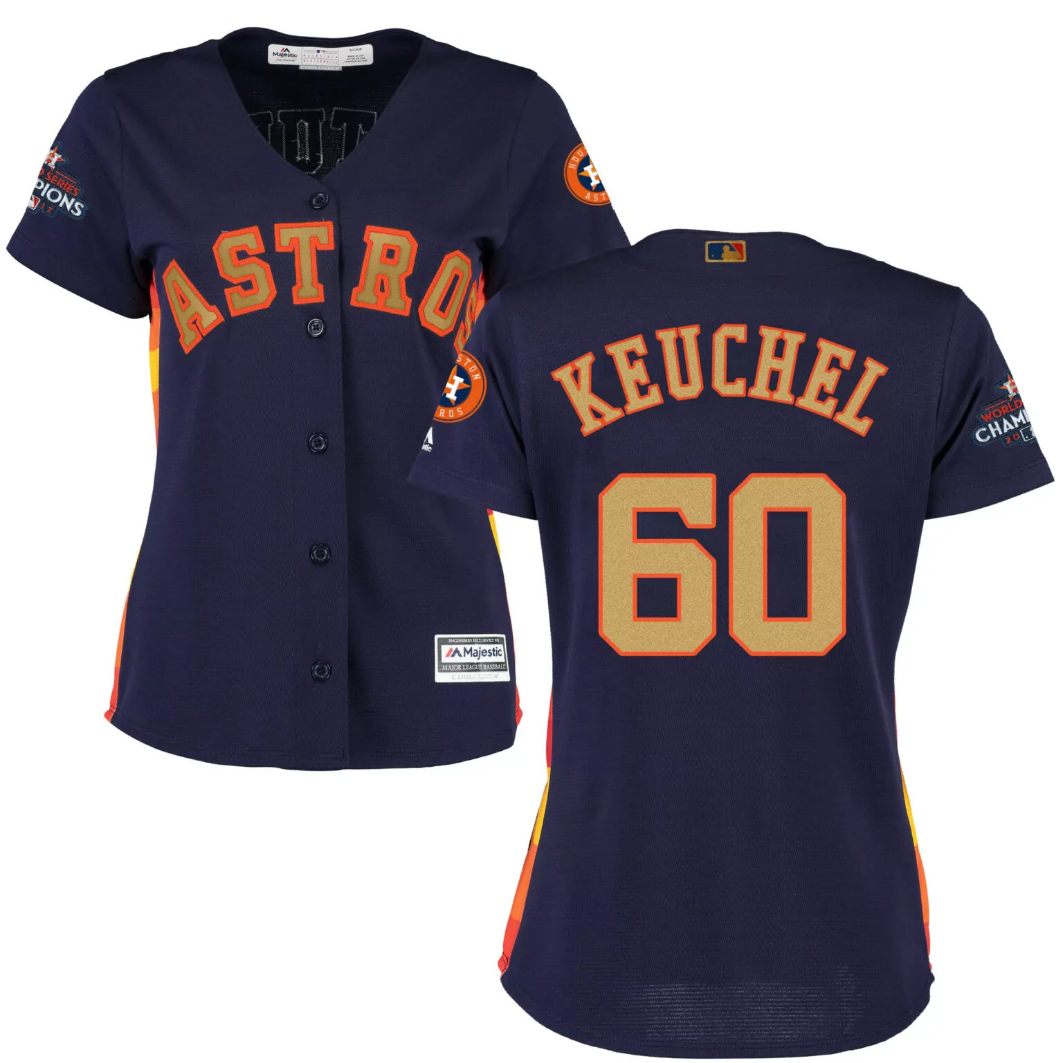 Custom Houston astros 60 dallas keuchel navy women 2018 gold program cool base jersey 9409
