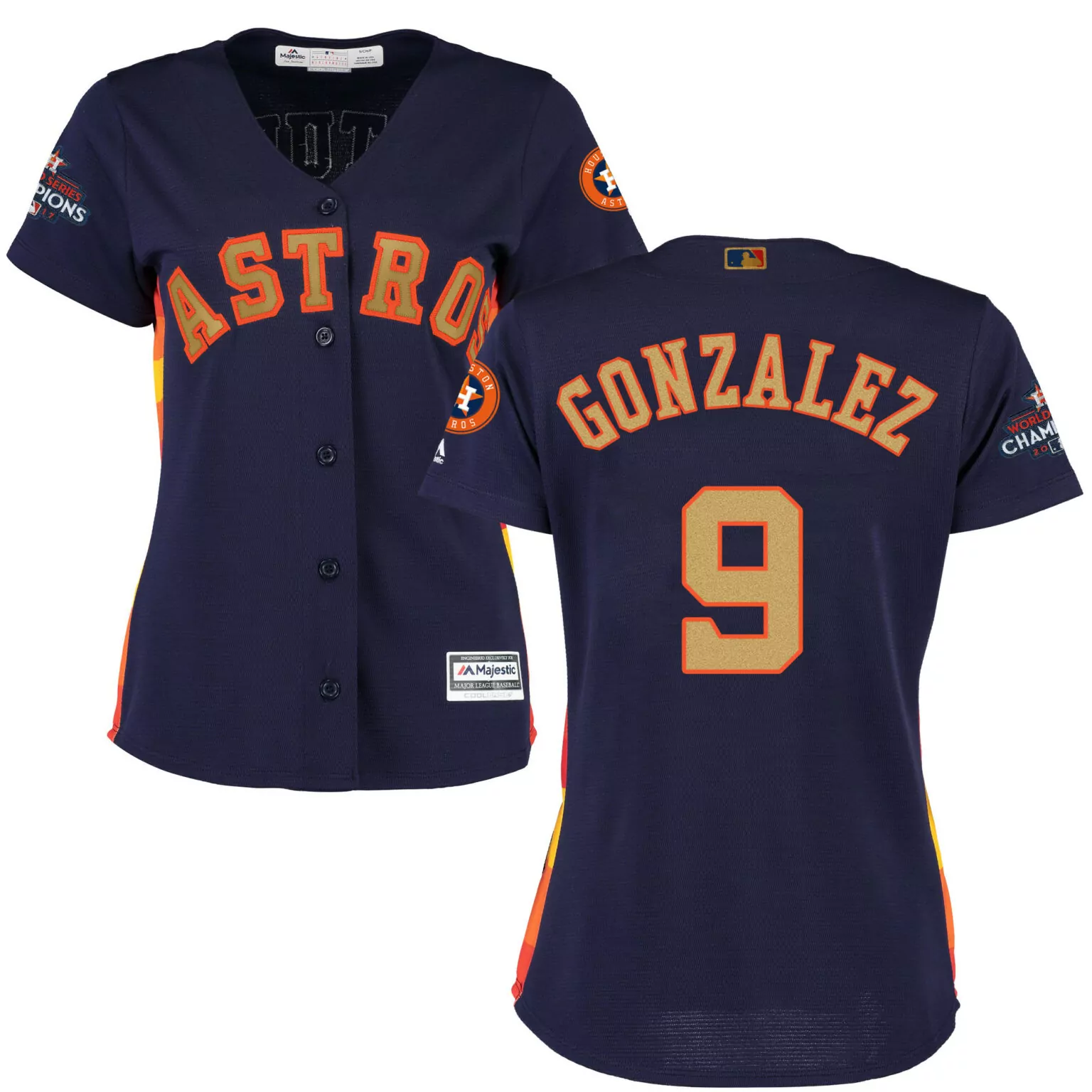 Customizable Houston astros 9 marwin gonzalez navy women 2018 gold program cool base jersey 3853