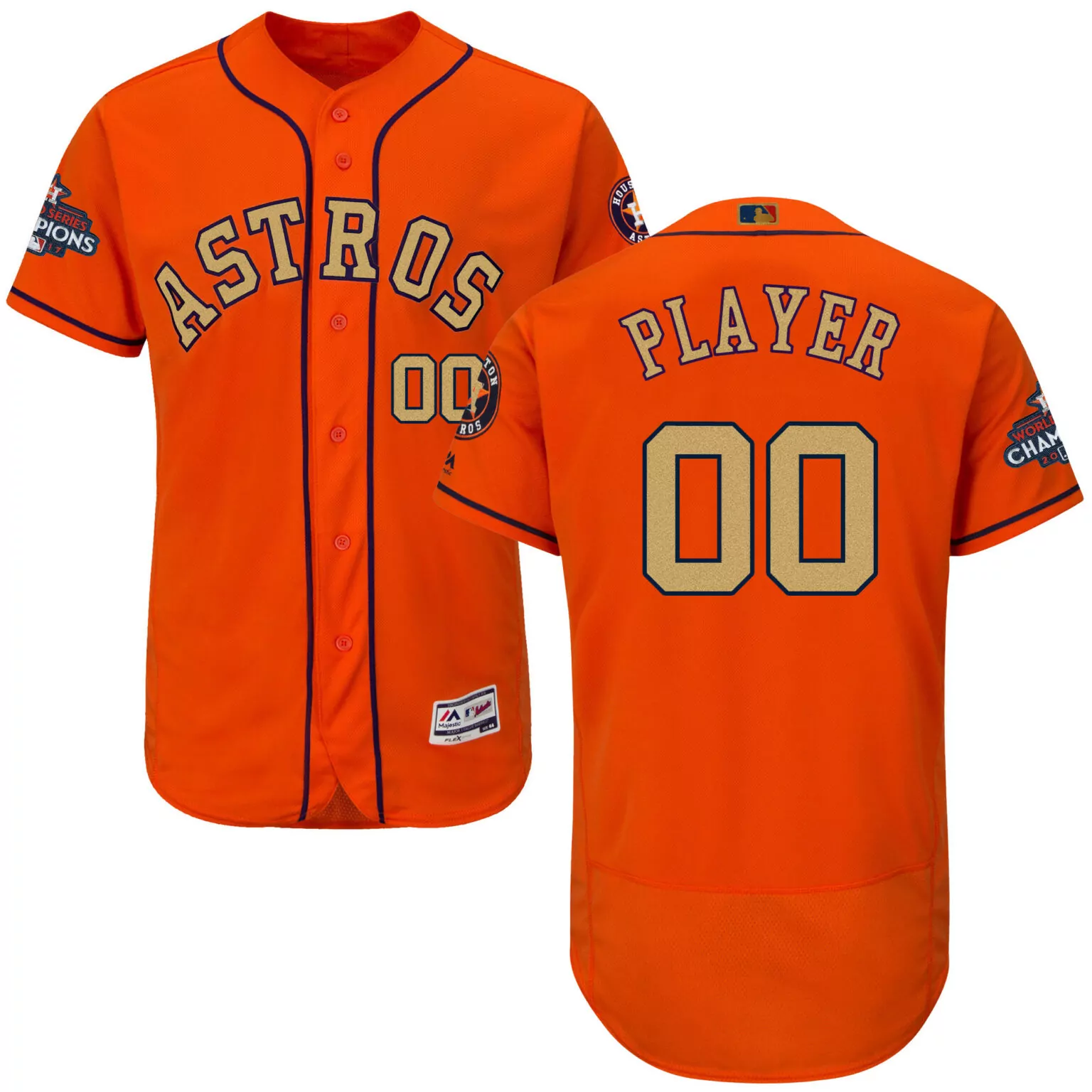 Personalized Houston astros orange 2018 gold program mens customized flexbase jersey 4510