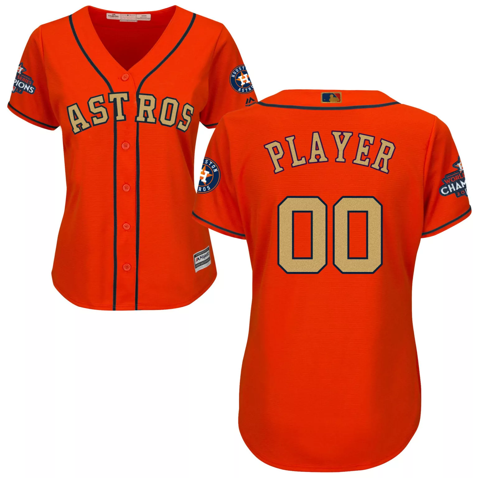 Personalized Houston astros orange 2018 gold program womens customized cool base jersey 2542