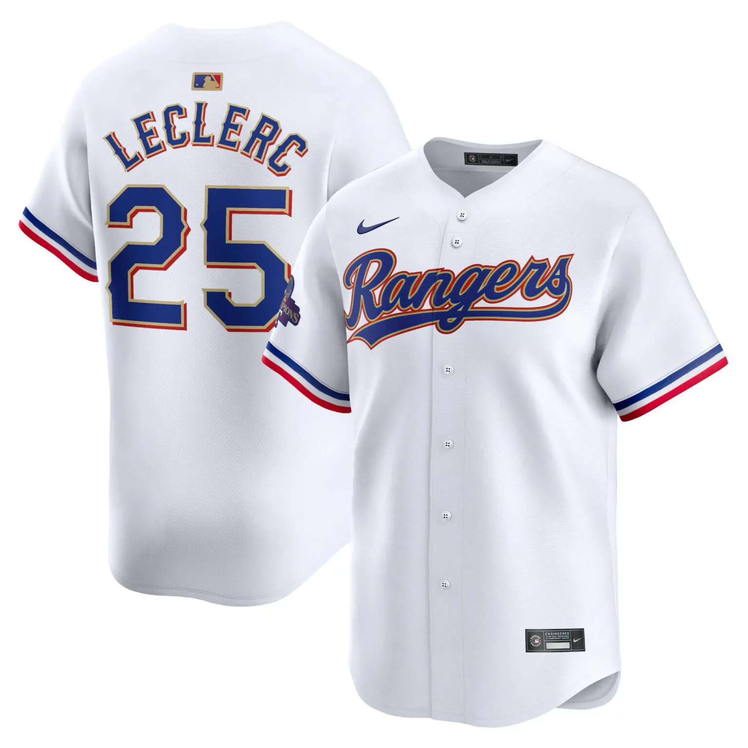 Personalized Jose leclerc texas rangers 2024 gold collection player jersey white 5784
