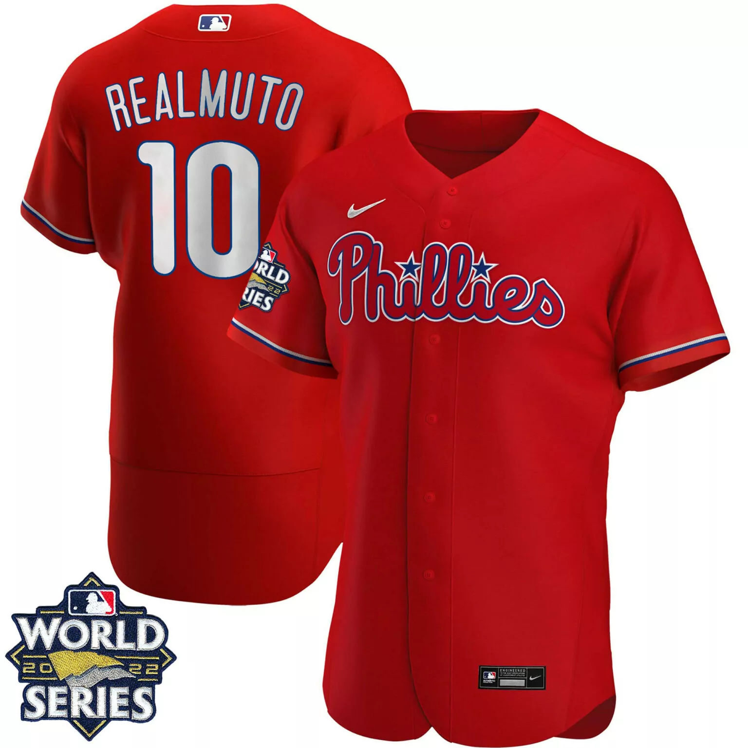 Customizable Jt realmuto philadelphia phillies 2022 world series red alternate player jersey all stitched 8612