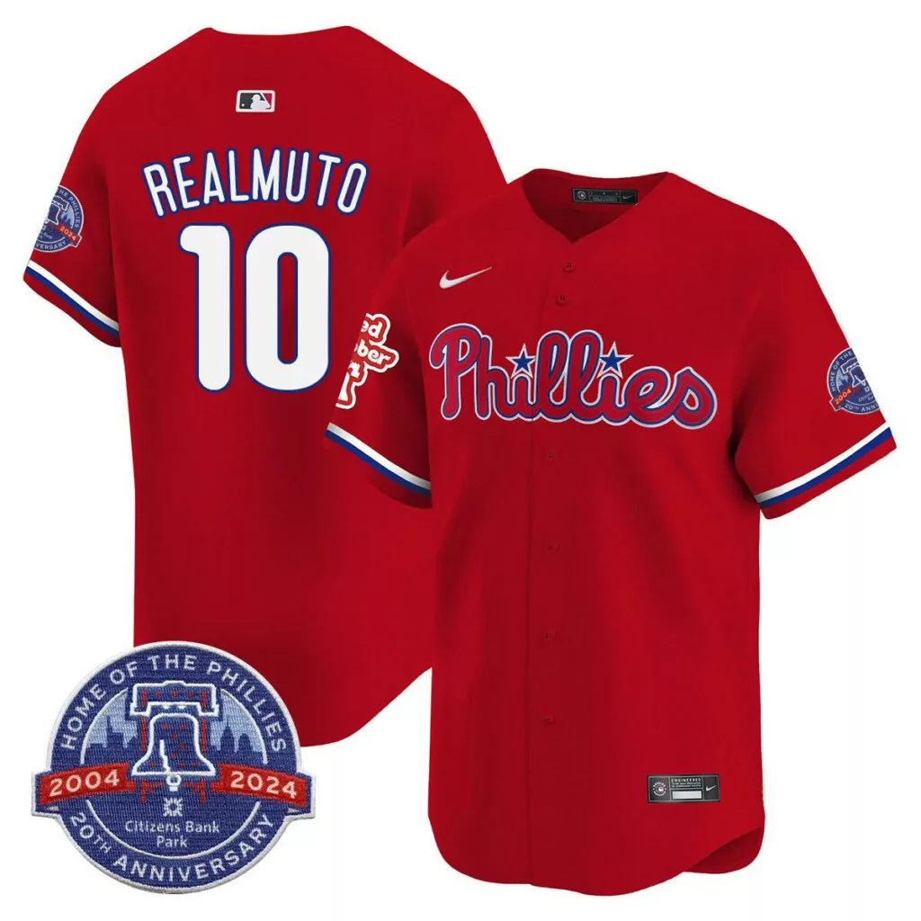 Custom Jt realmuto red philadelphia phillies citizen bank parks 20th anniversary jersey 5726