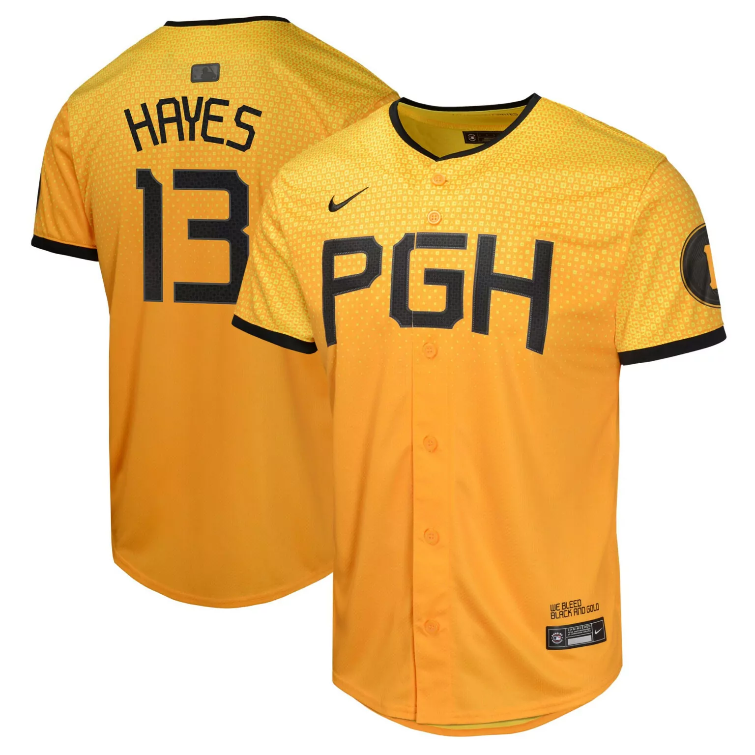 Custom Kebryan hayes pittsburgh pirates youth city connect player jersey gold 9514