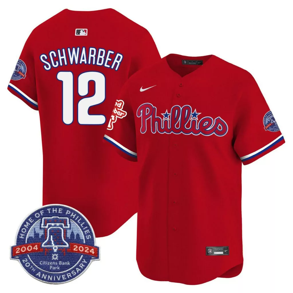 Custom Kyle schwarber red philadelphia phillies citizen bank parks 20th anniversary jersey 3861