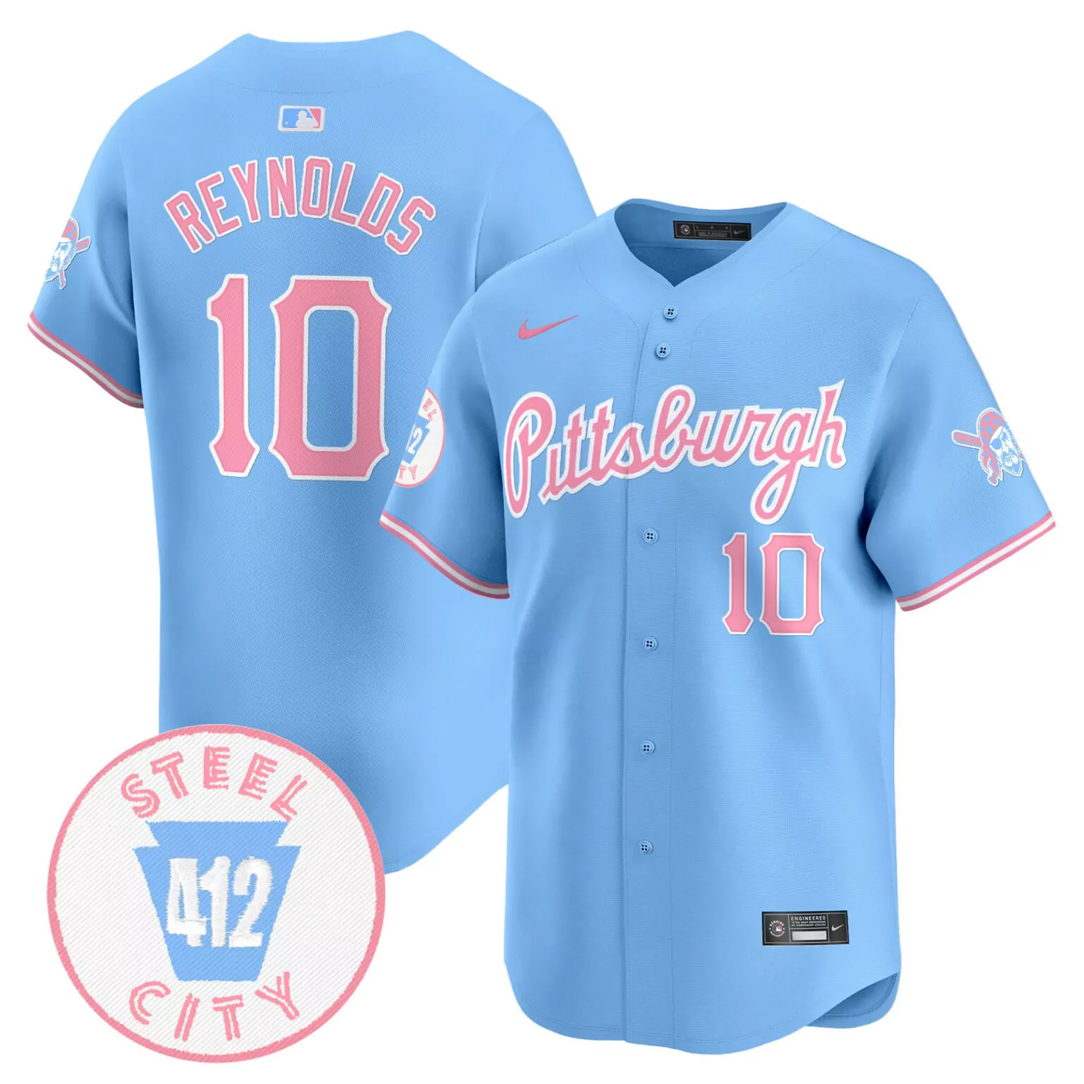 Customizable Light blue bryan reynolds unisex pittsburgh pirates bubblegum pink jersey all stitched 5248